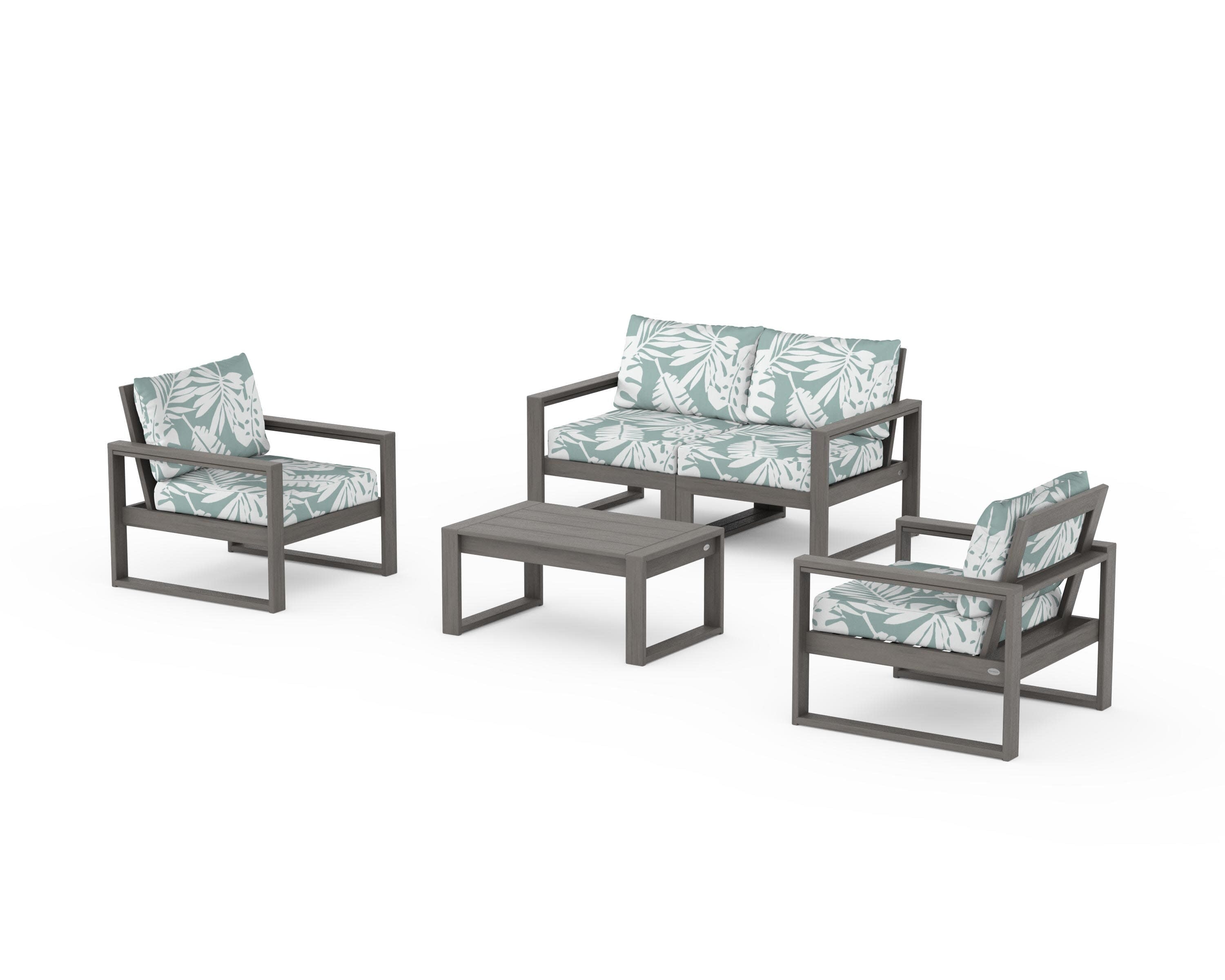 EDGE Sectional 4-Piece Deep Seating Set with Loveseat in Driftwood / Leaf Glacier Spa