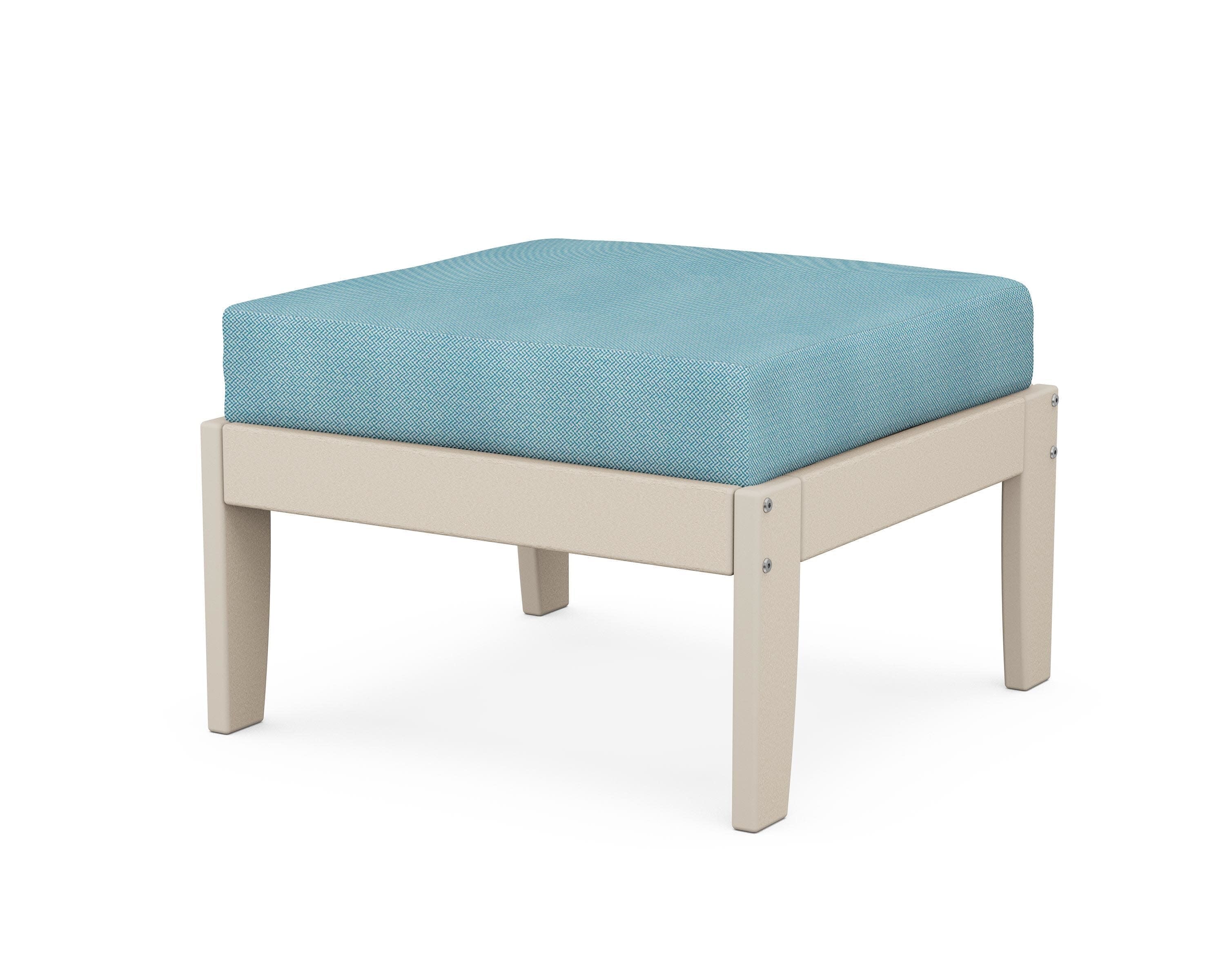 Modular Ottoman - Classic in Sand / Lattice Sky Blue