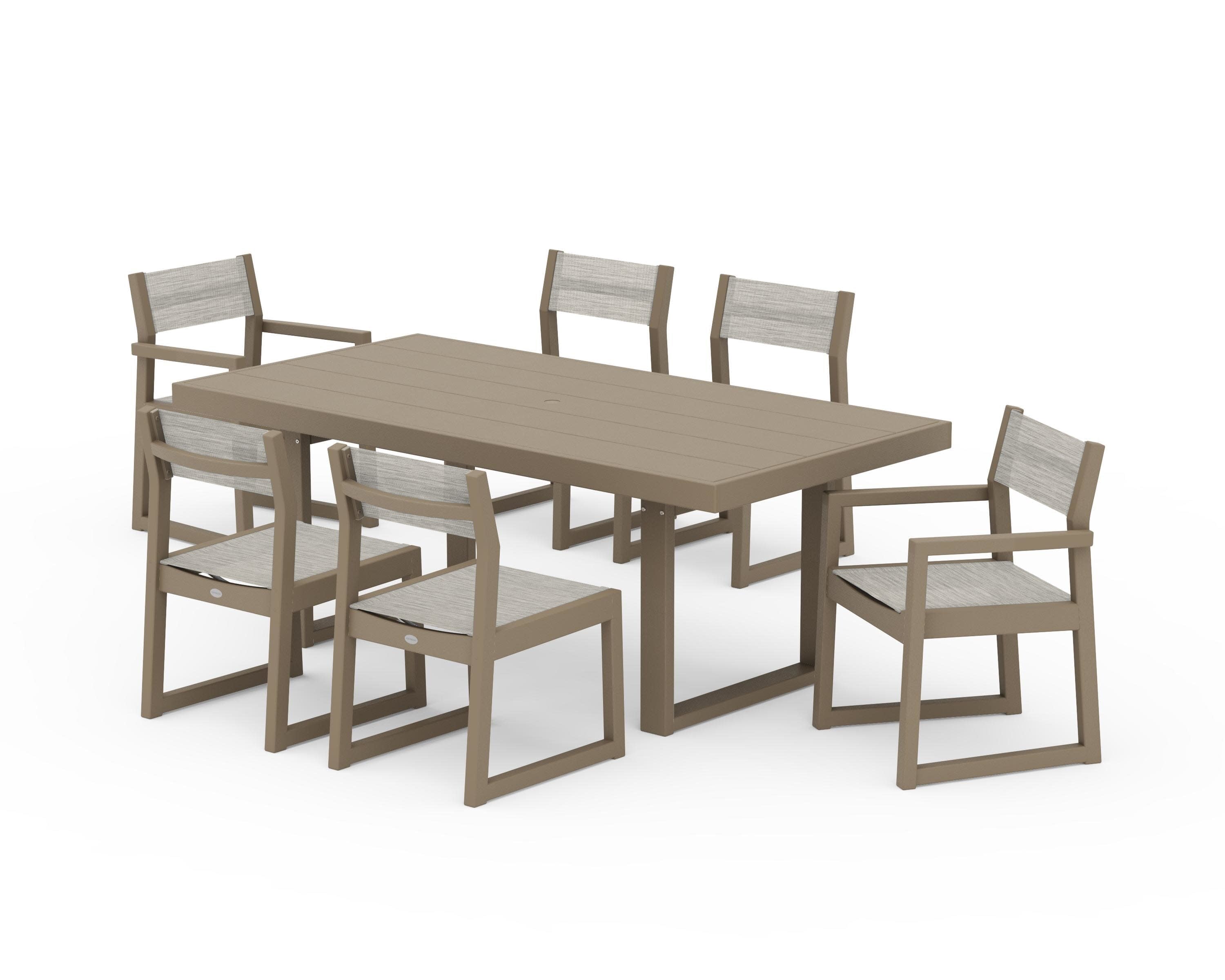 EDGE Sling 7-Piece Dining Set in Vintage Sahara / Birch Sling