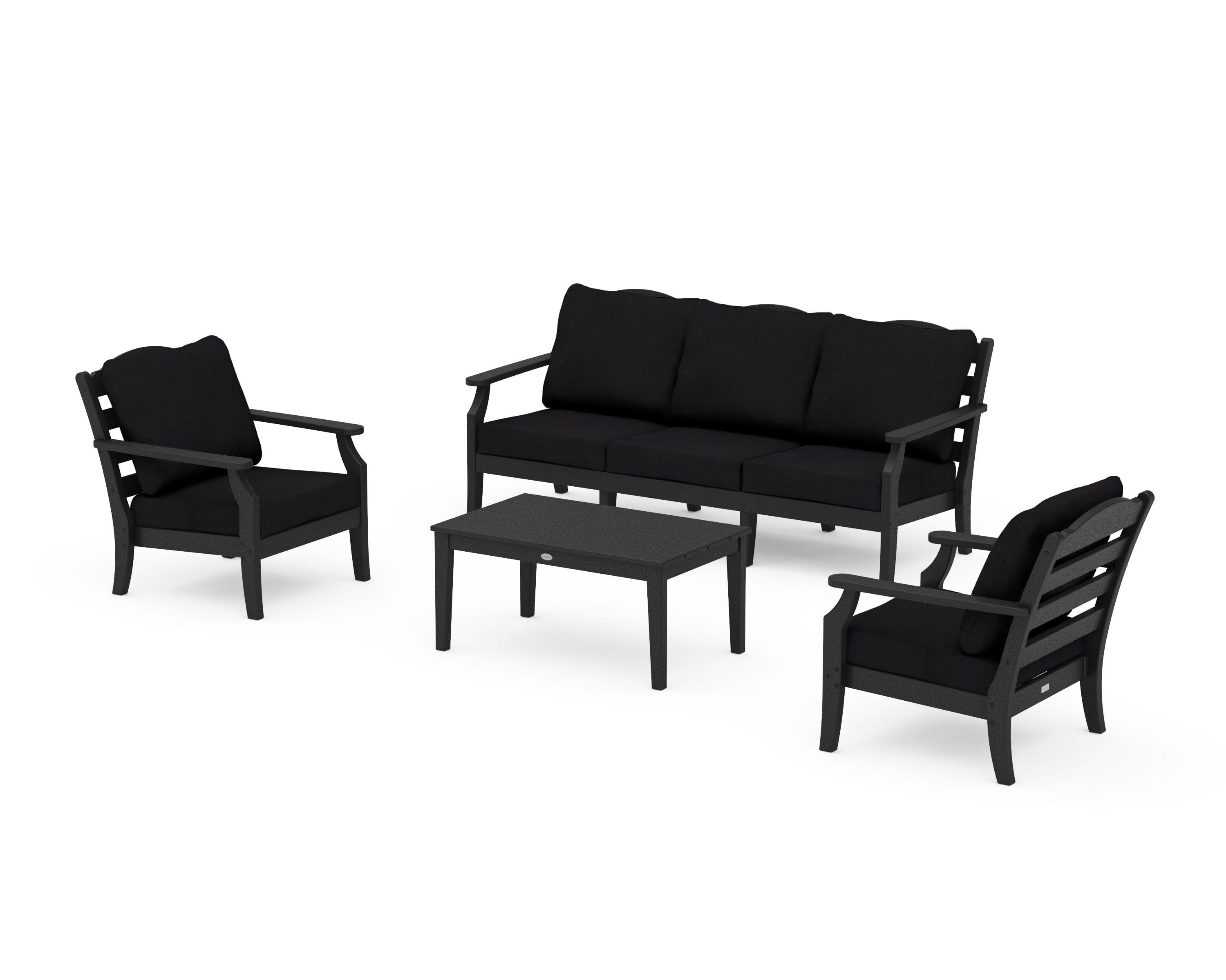 Savannah 4-Piece Deep Seating Set with Sofa in Black / Midnight Linen
