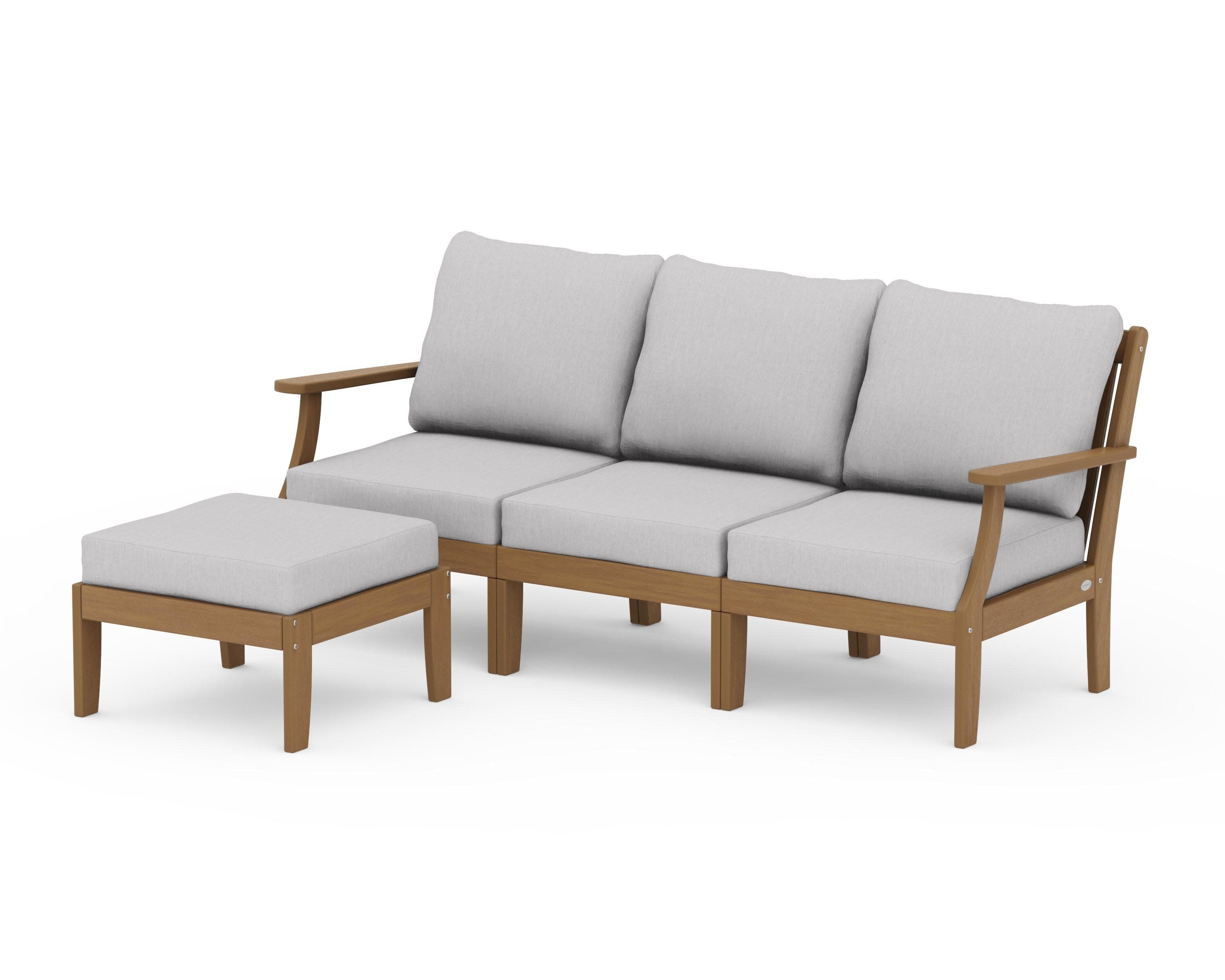 Braxton Modular 4-Piece Deep Seating Set with Ottoman in Natural / Granite