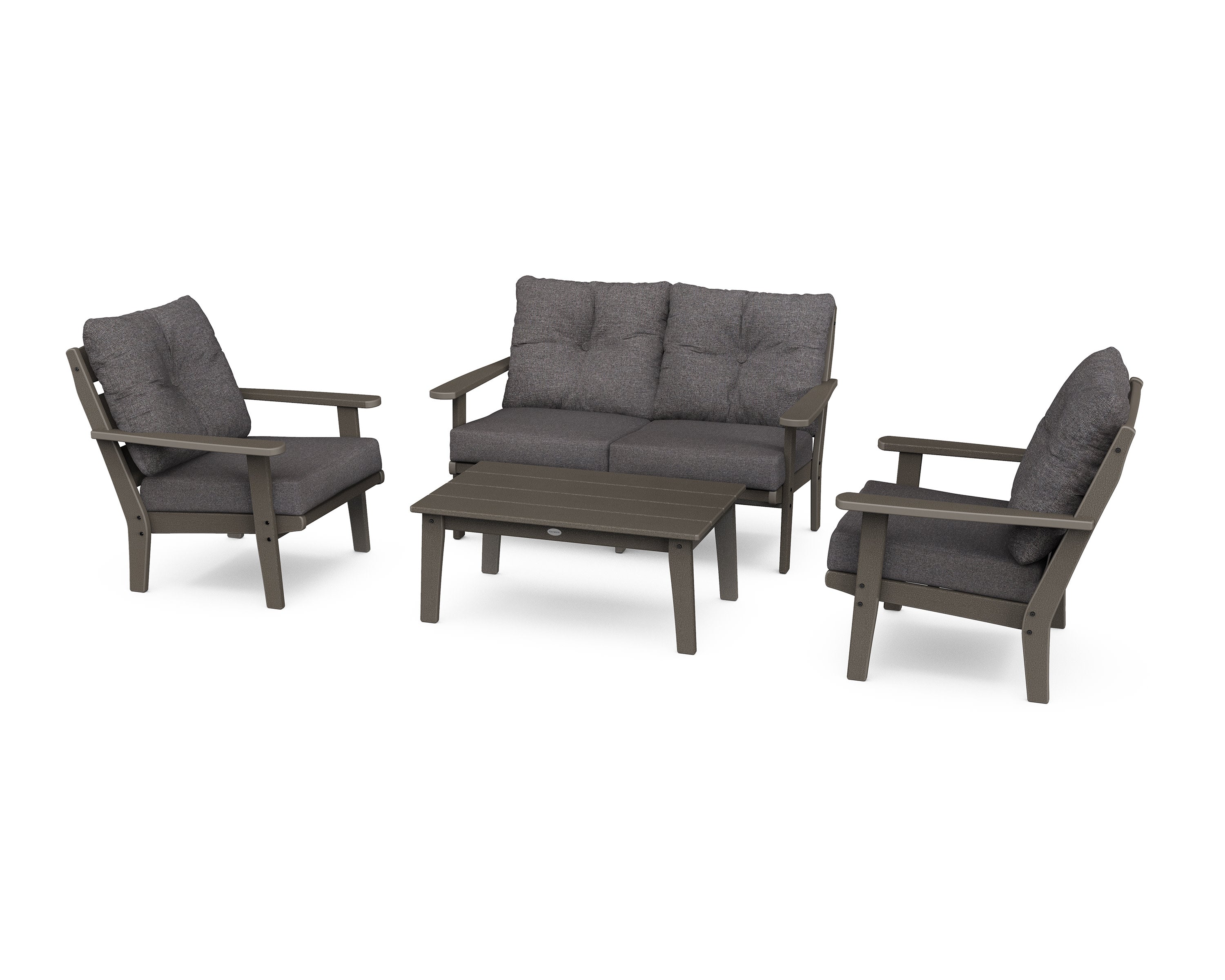Lakeside 4-Piece Deep Seating Set in Vintage Coffee / Ash Charcoal