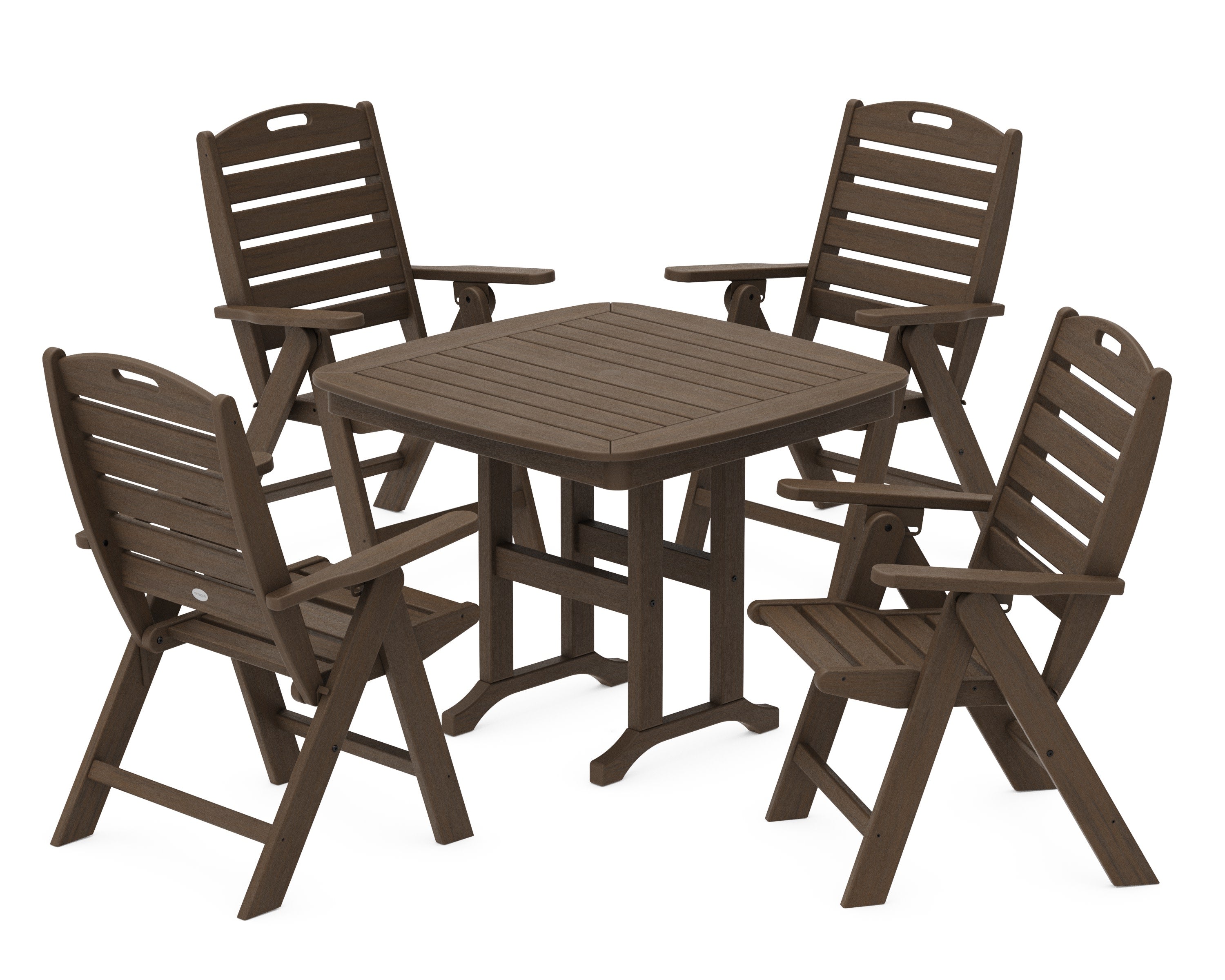 Nautical Folding Highback Chair 5-Piece Dining Set in Kona