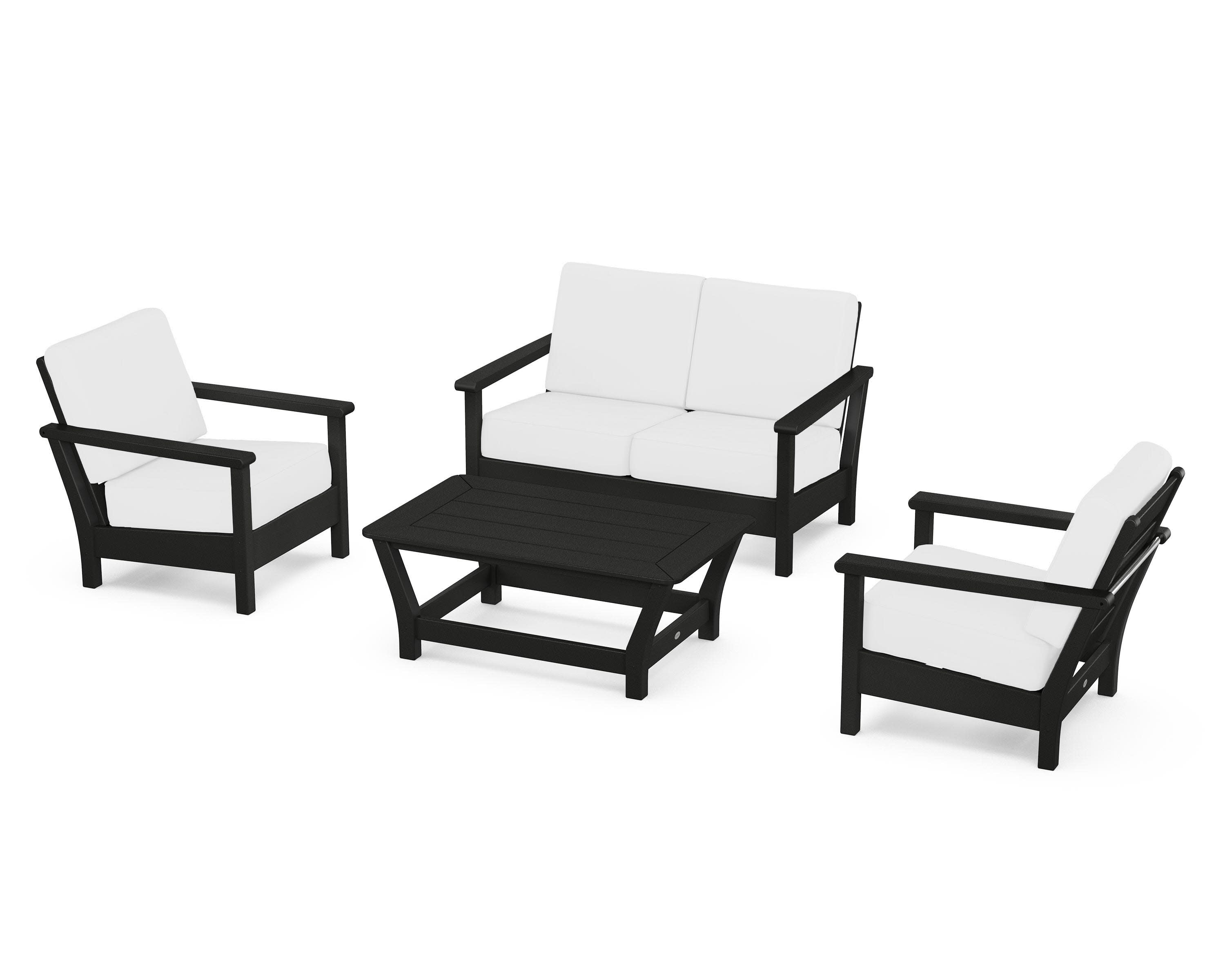 Harbour 4-Piece Deep Seating Set in Black / Natural