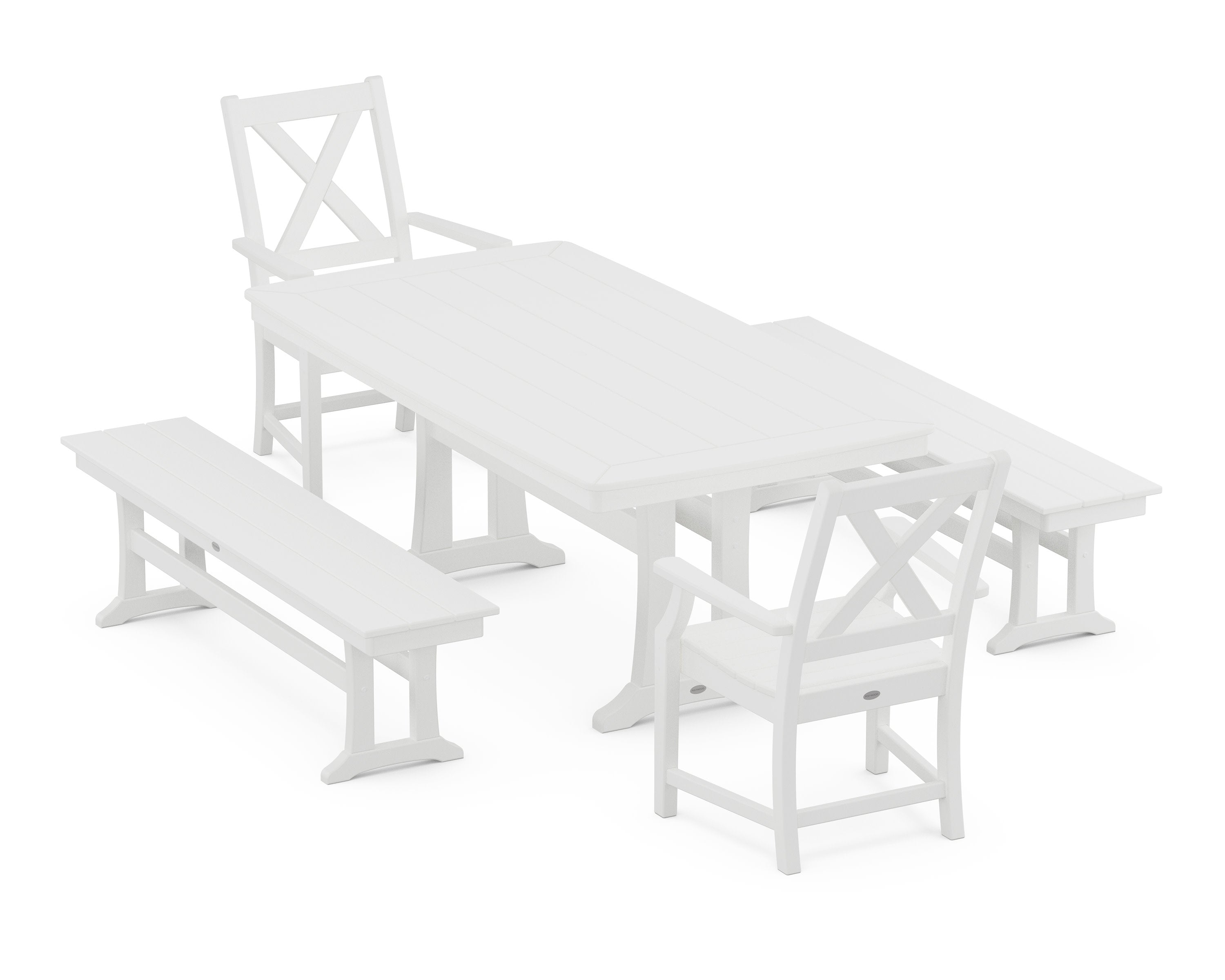 Braxton 5-Piece Dining Set with Trestle Legs in White