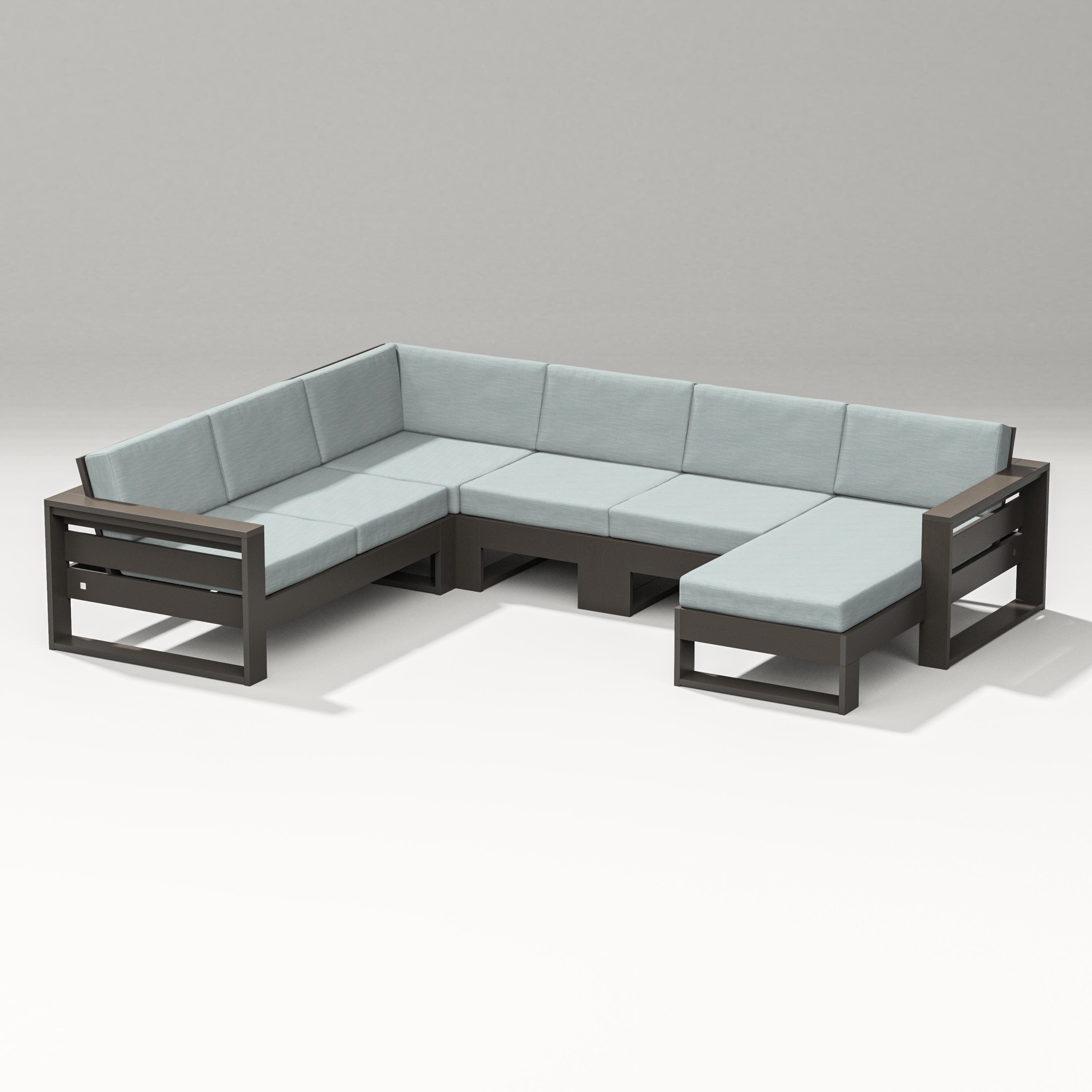 Latitude Corner Sectional with Right Chaise in Vintage Coffee / Soothe Mist