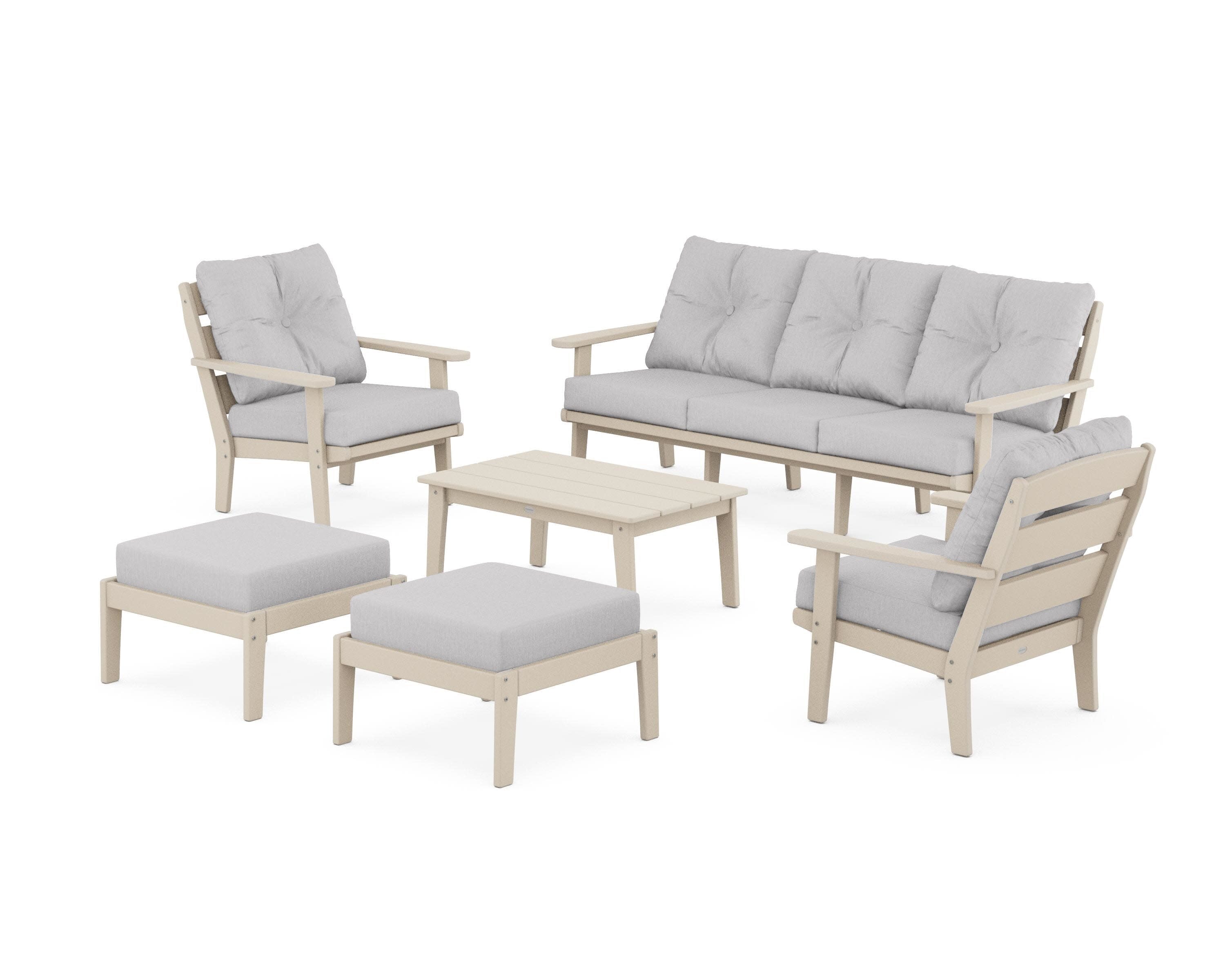 Lakeside 6-Piece Lounge Sofa Set in Sand / Granite