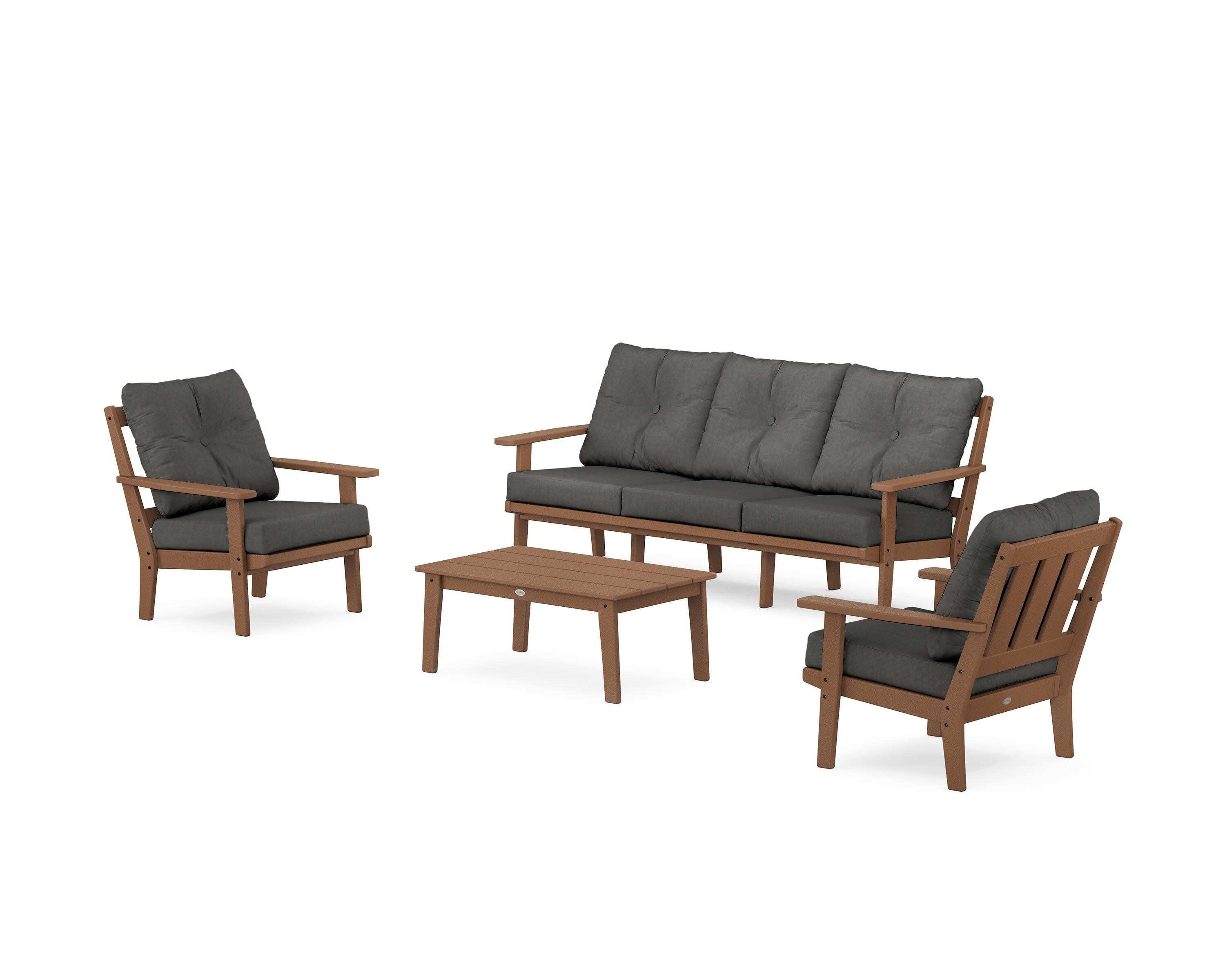 Oxford 4-Piece Deep Seating Set with Sofa in Teak / Spectrum Carbon