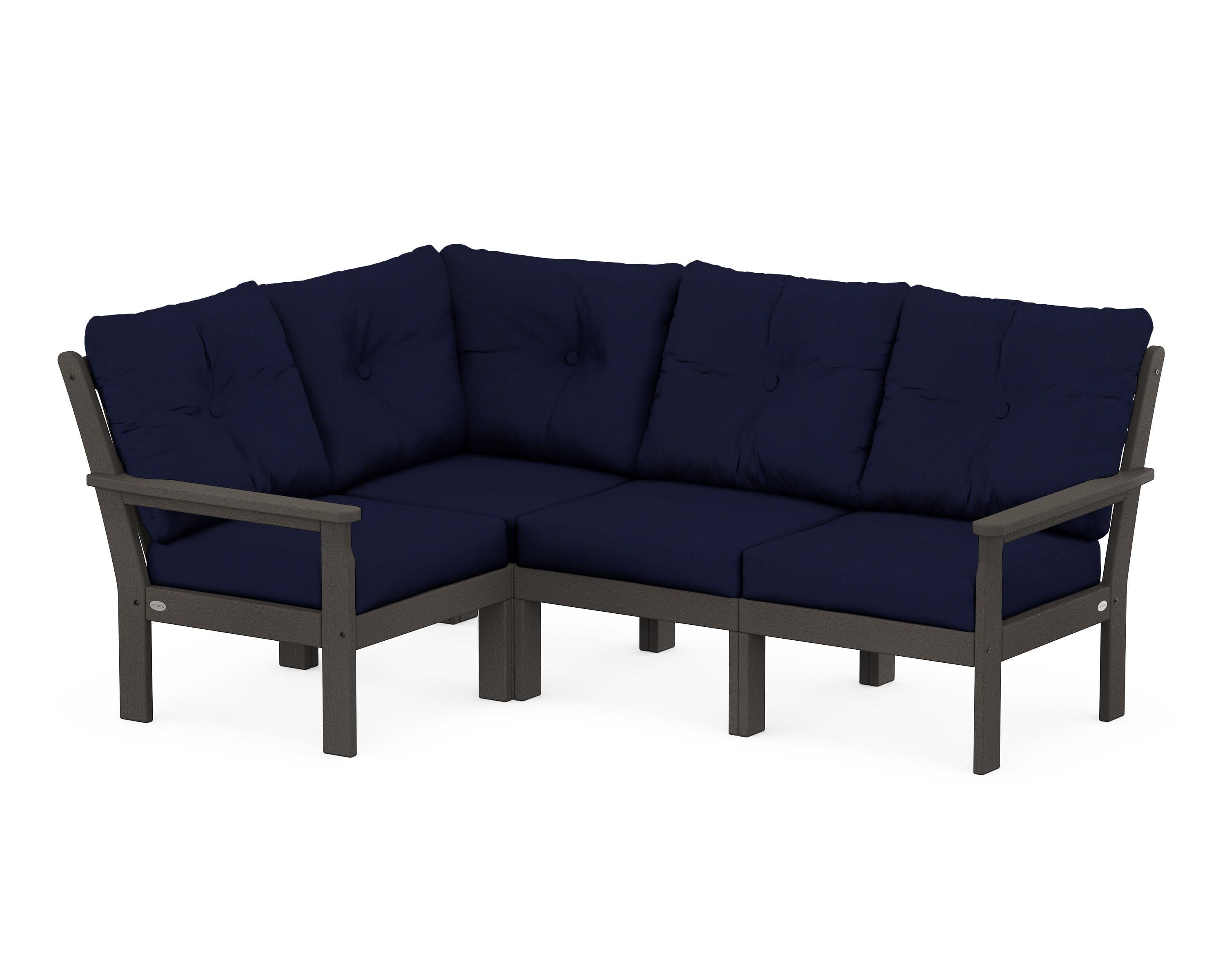 Vineyard 4-Piece Sectional in Vintage Coffee / Navy