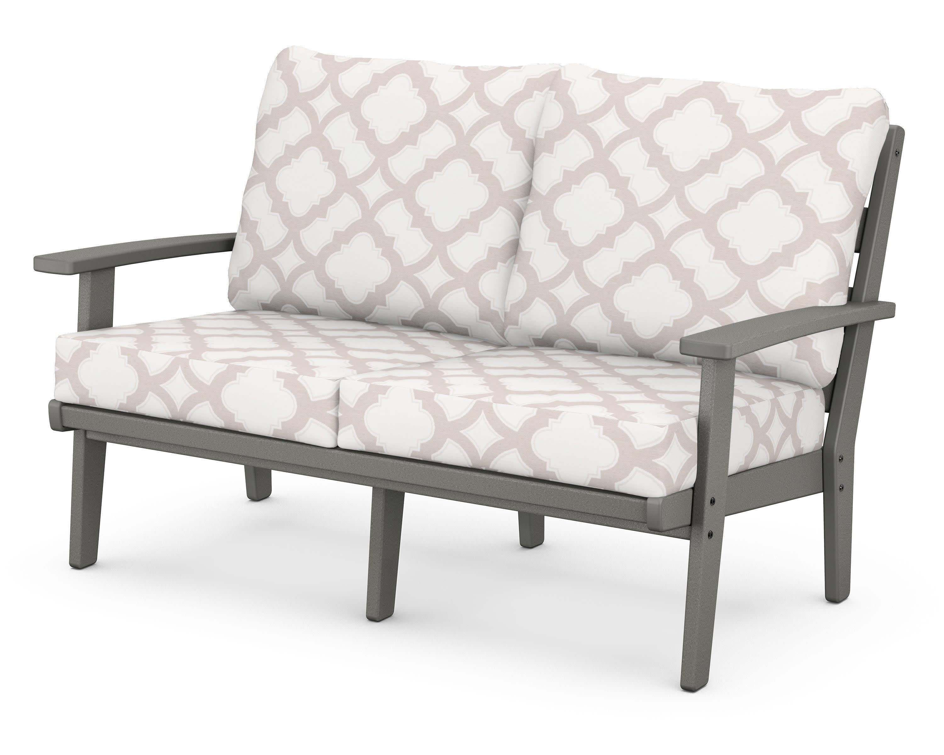 Grant Park Deep Seating Loveseat in Slate Grey / Trellis Dune Burlap