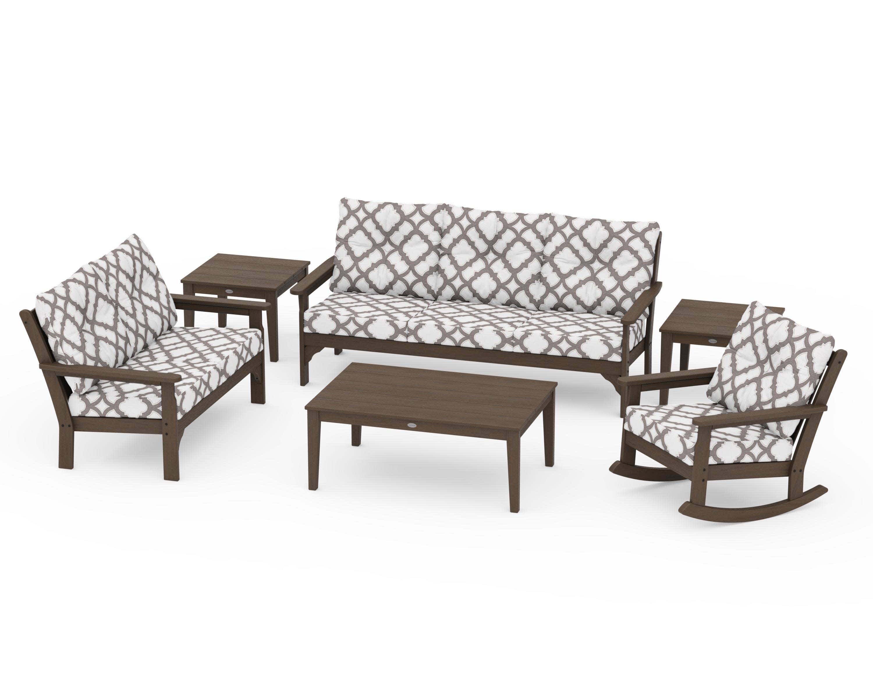 Vineyard 6-Piece Deep Seating Set in Kona / Trellis Grey Mist