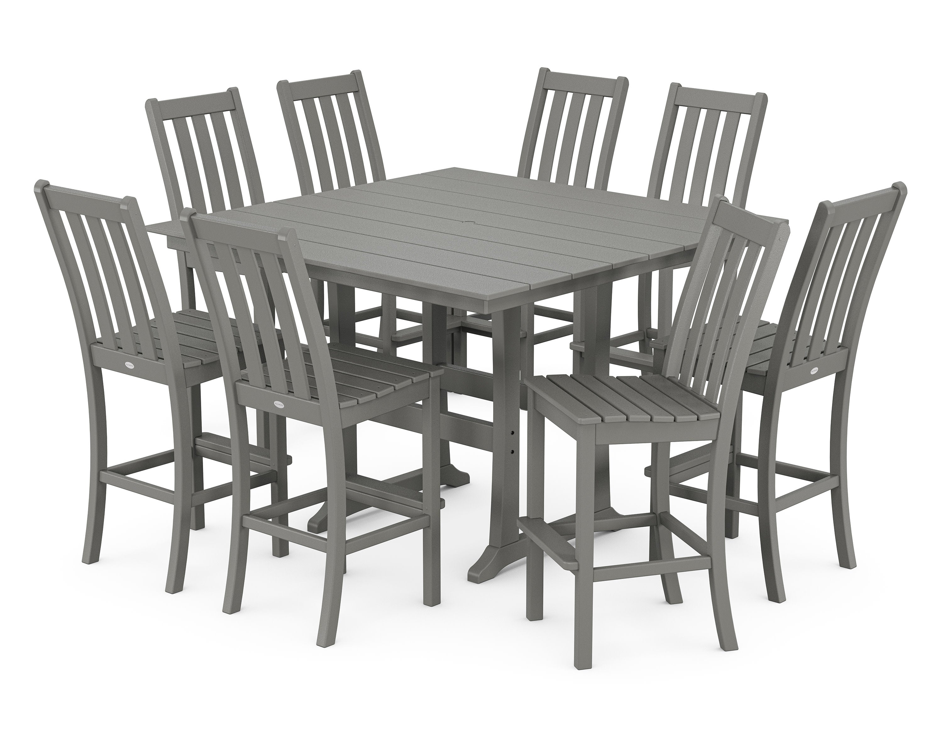 Vineyard 9-Piece Farmhouse Trestle Bar Set in Slate Grey