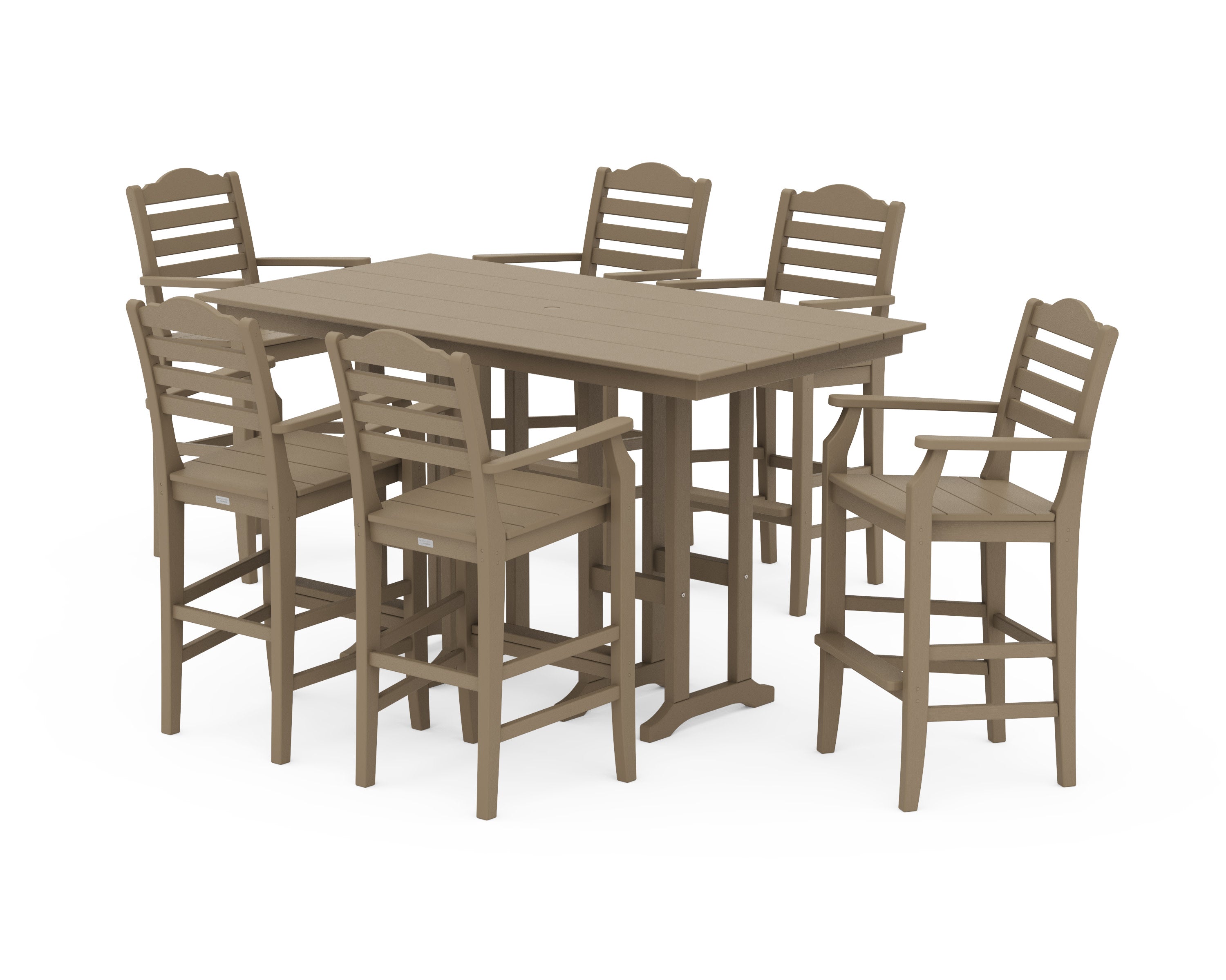 Savannah Arm Chair 7-Piece Farmhouse Bar Set in Vintage Sahara