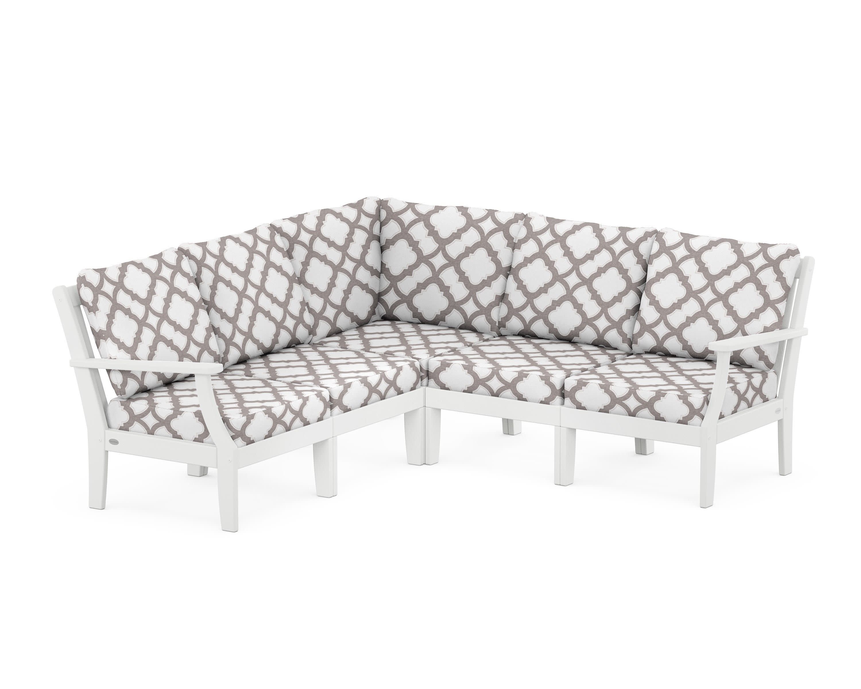 Braxton Modular 5-Piece Deep Seating Set in White / Trellis Grey Mist