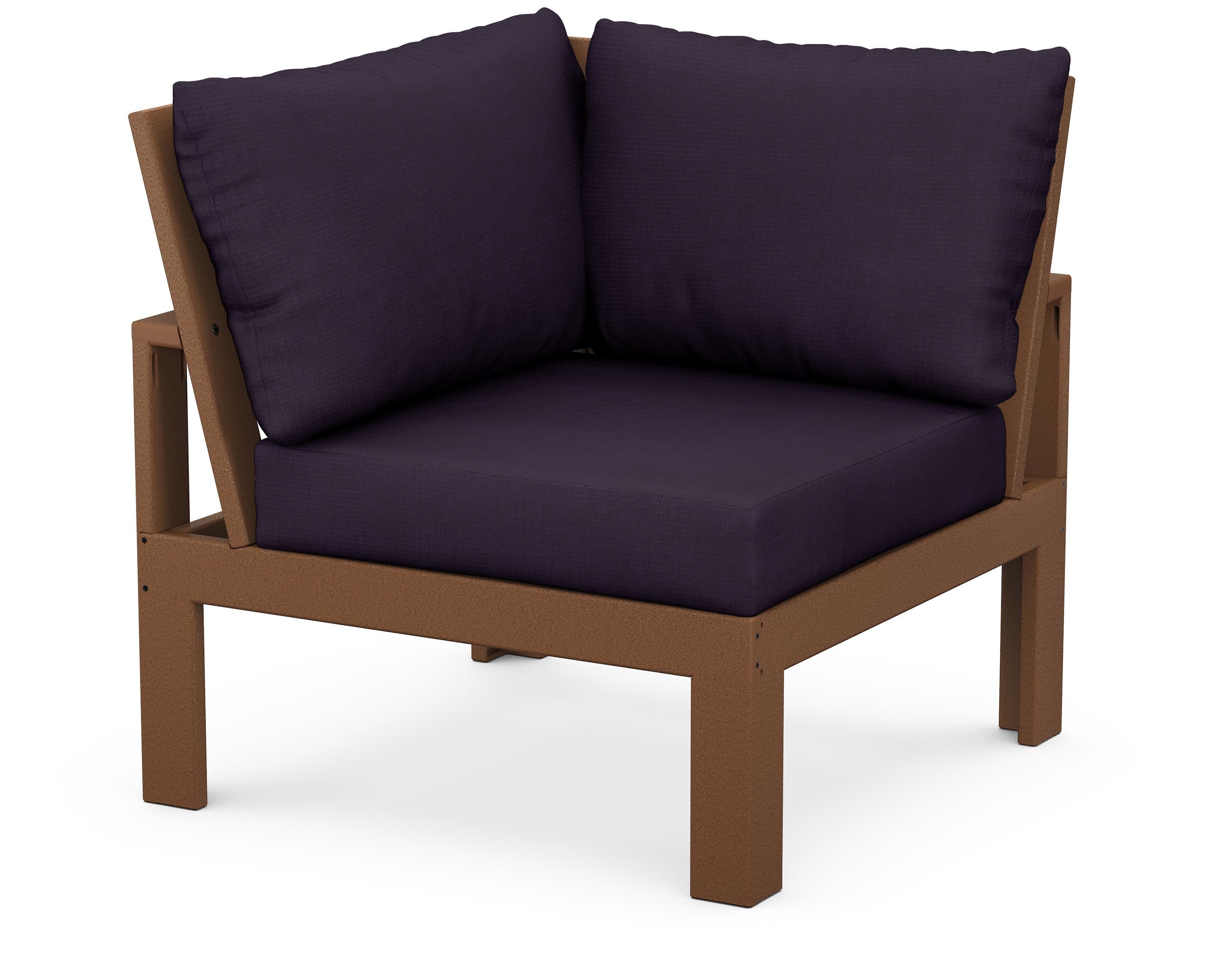 Modular Corner Chair in Teak / Navy Linen