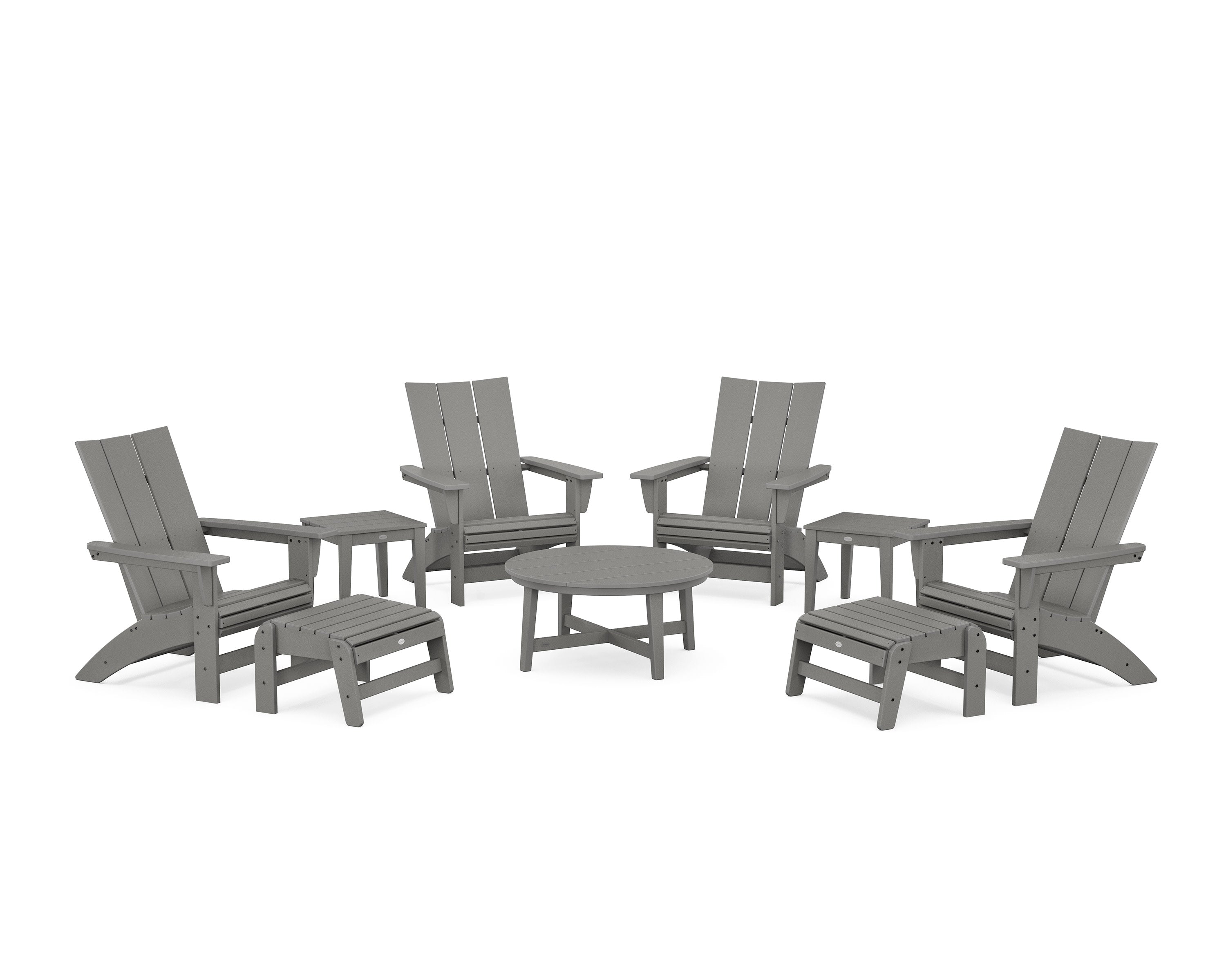 Modern Grand Adirondack 9-Piece Conversation Set in Slate Grey