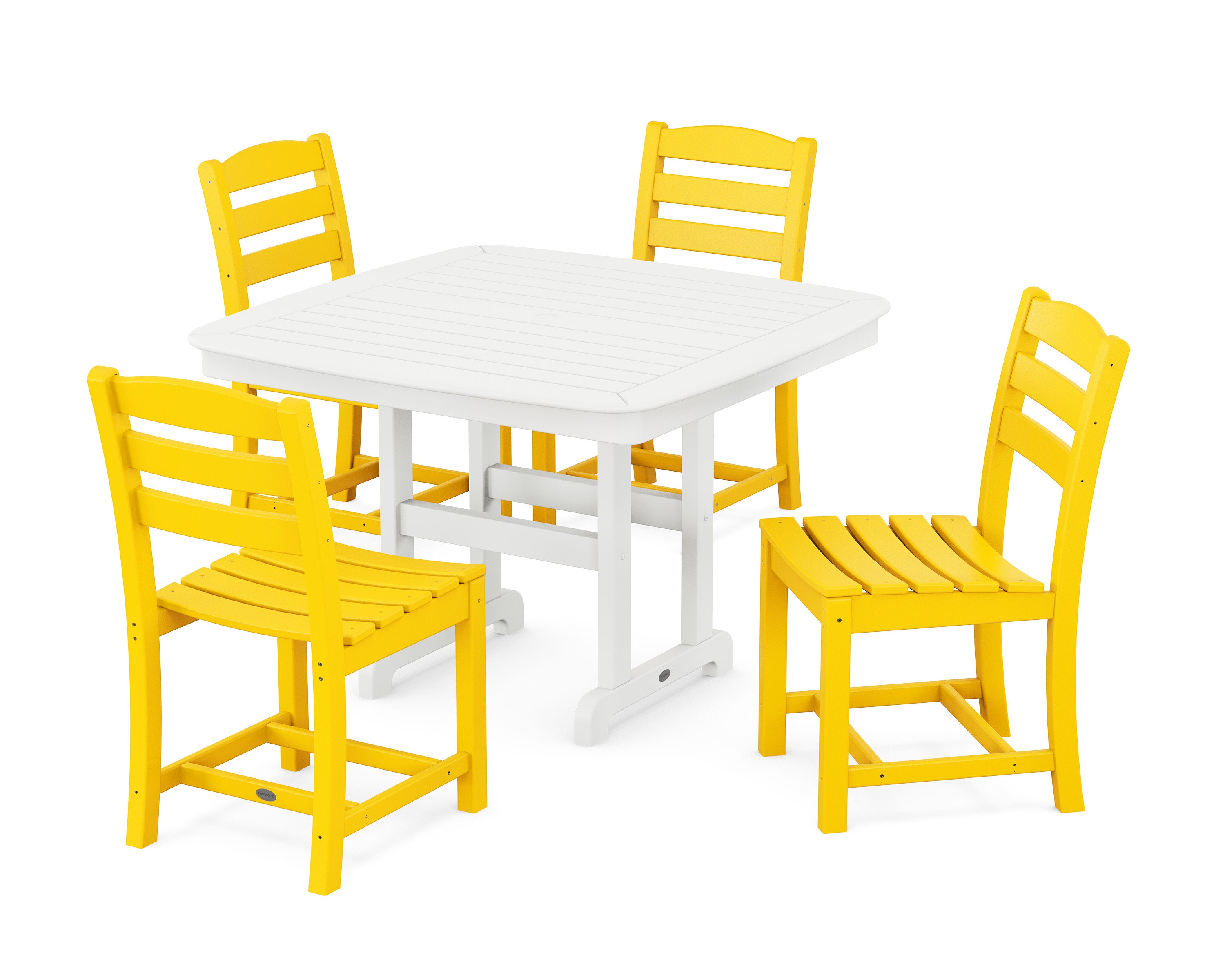 La Casa Caf Side Chair 5-Piece Dining Set with Trestle Legs in Lemon / White