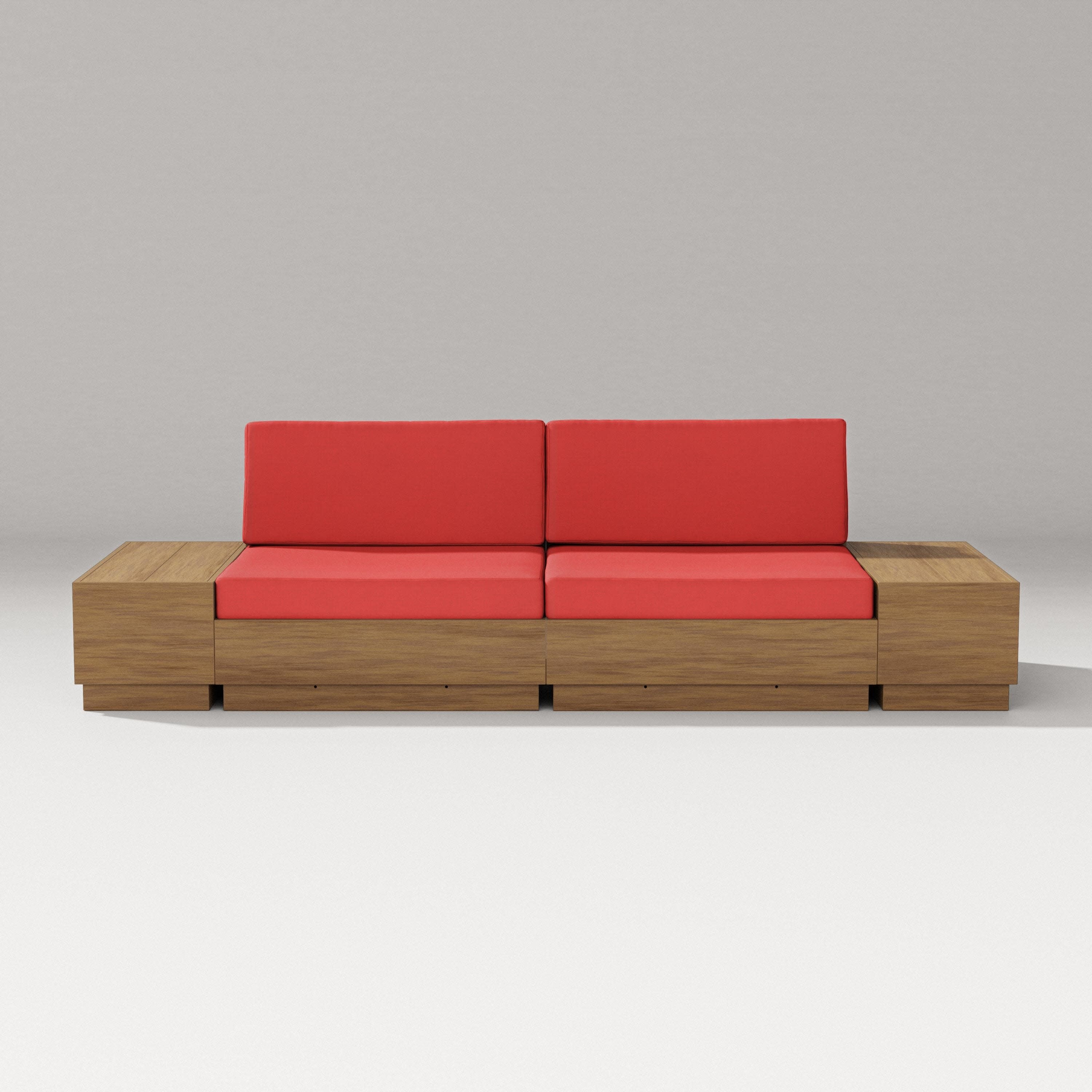 Elevate 4-Piece Loveseat Sectional in Natural / Crimson Linen