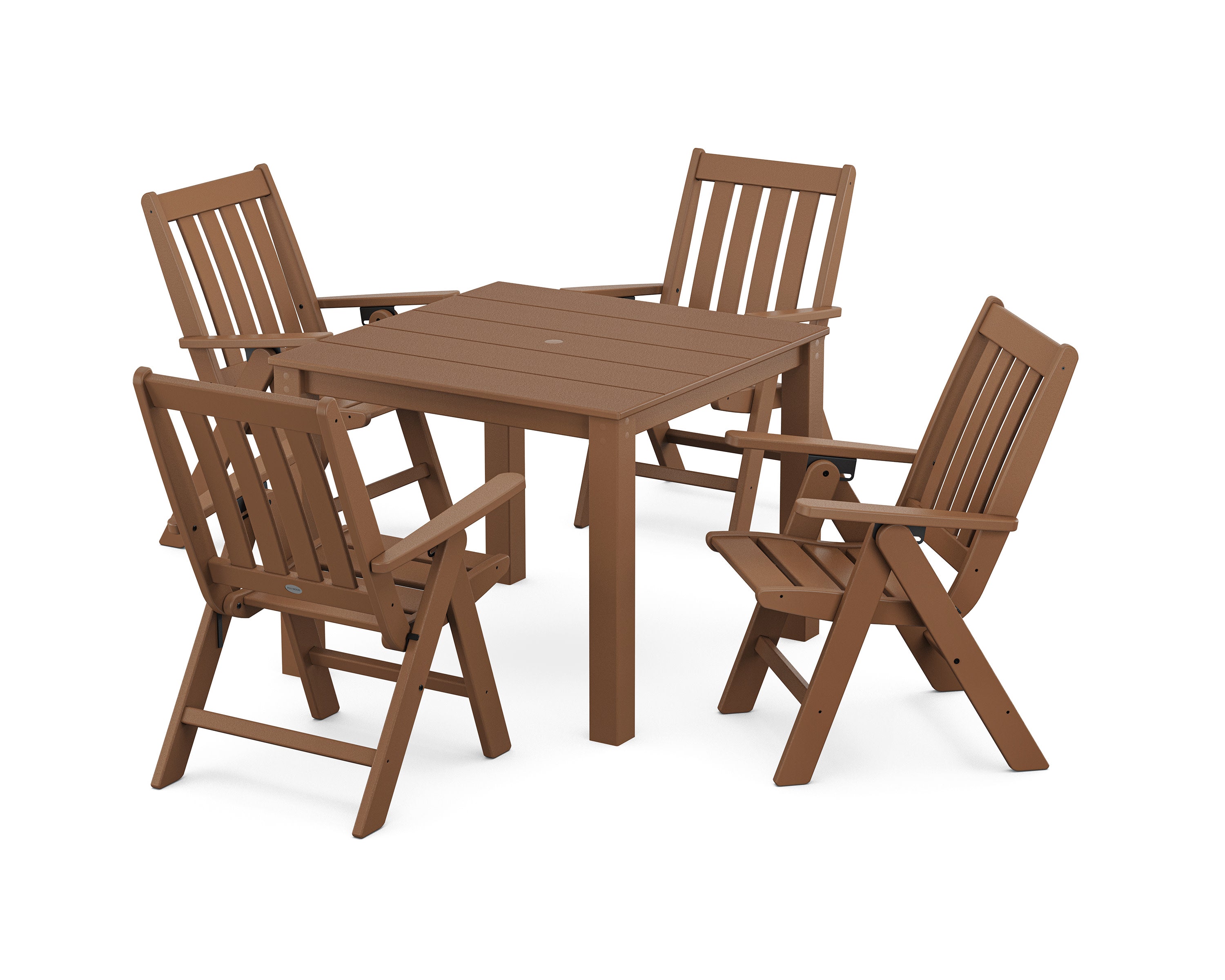 Vineyard Folding Chair 5-Piece Parsons Dining Set in Teak