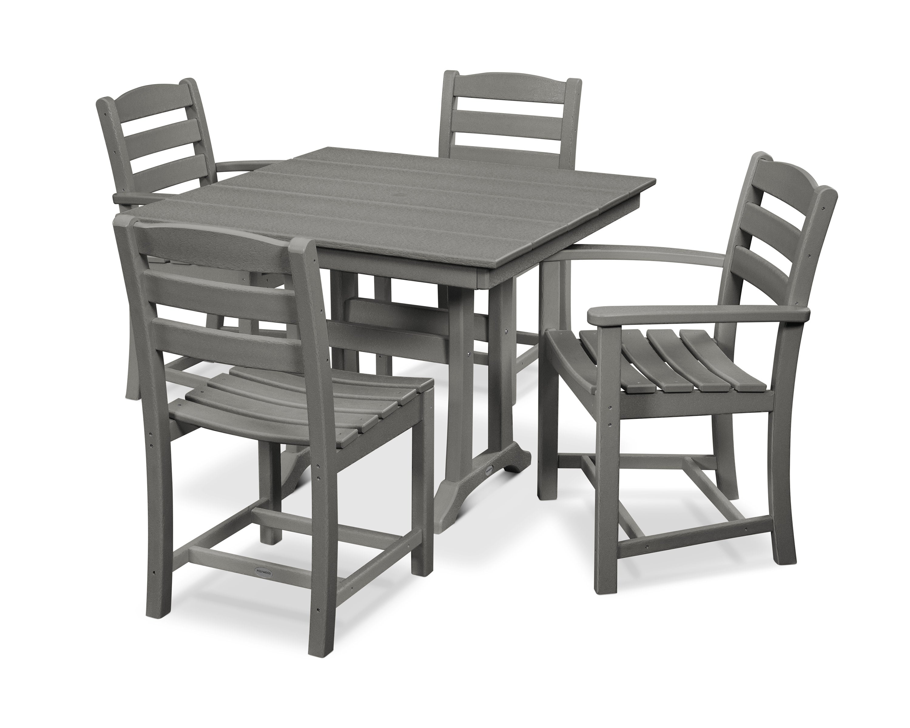 La Casa Caf 5-Piece Farmhouse Dining Set with Trestle Legs in Slate Grey