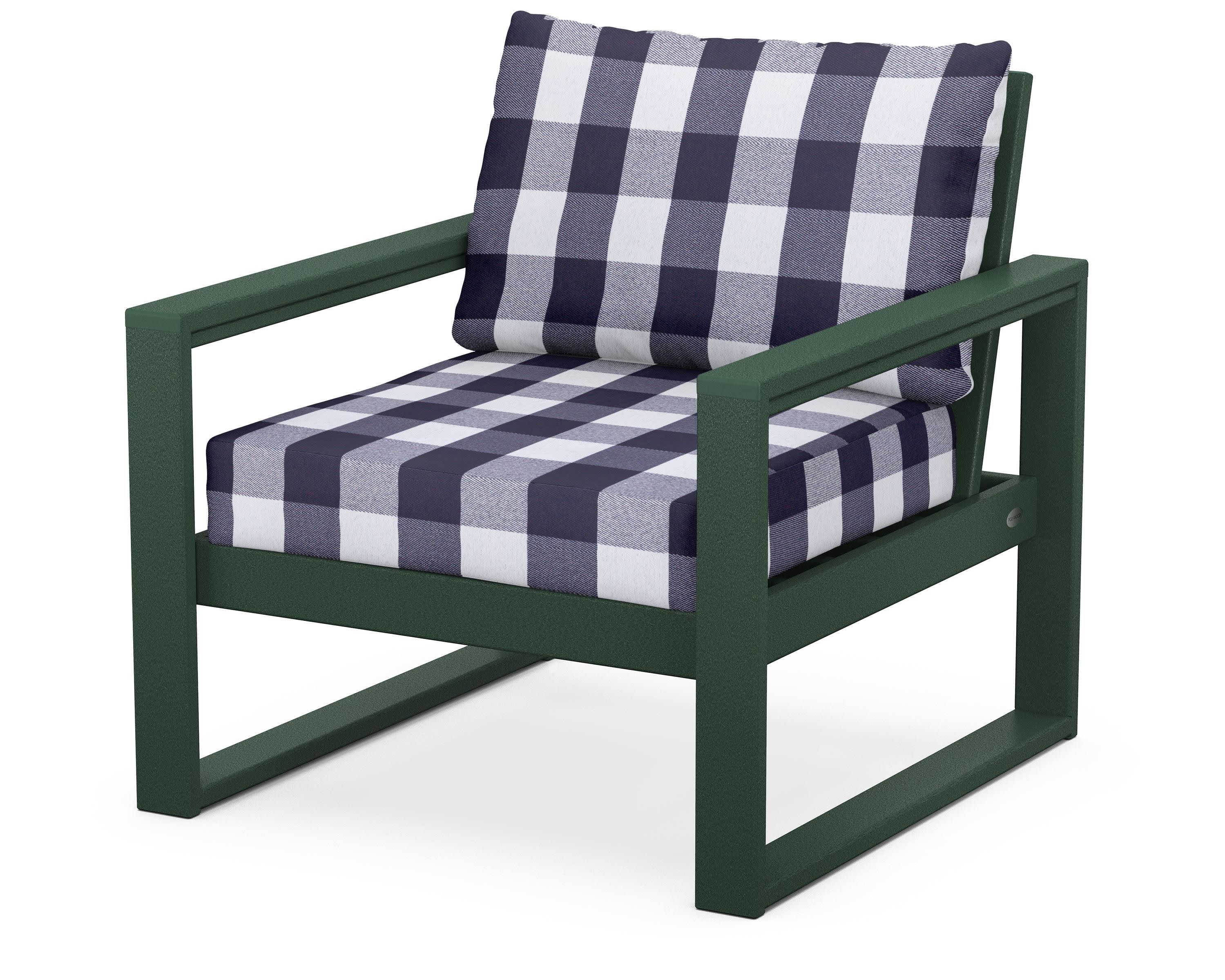 EDGE Club Chair in Green / Buffalo Plaid Navy