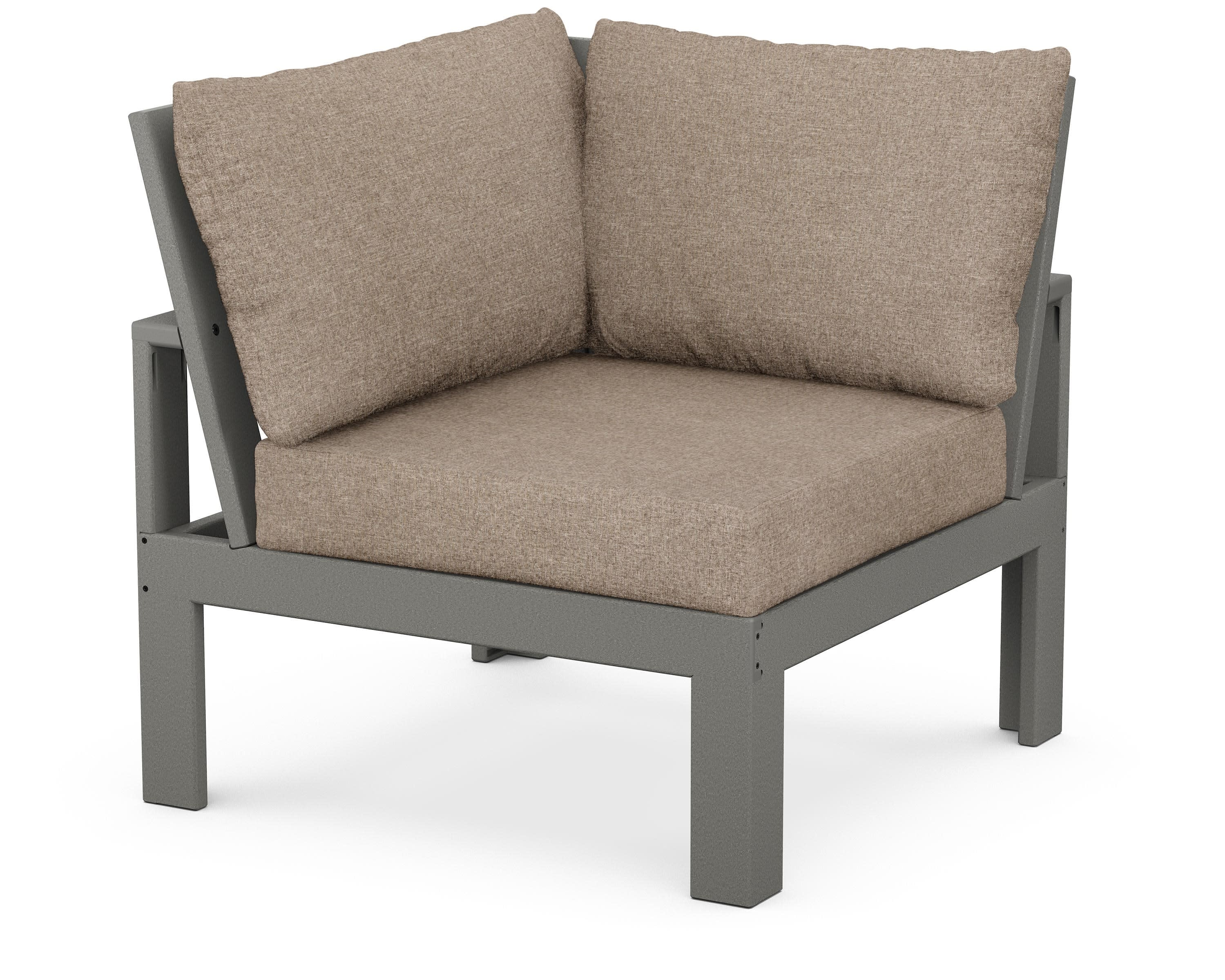 Modular Corner Chair in Slate Grey / Spiced Burlap