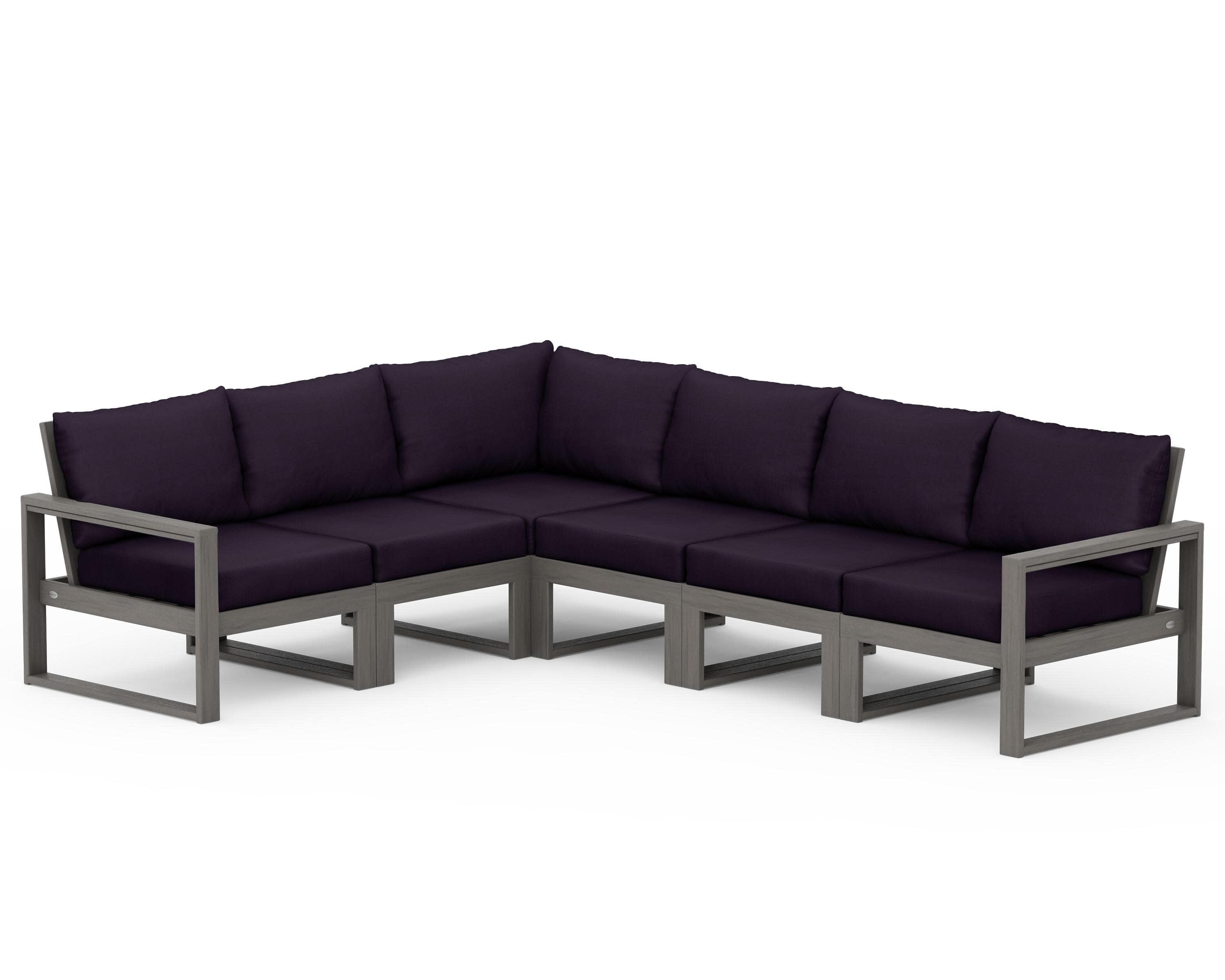 EDGE 6-Piece Modular Deep Seating Set in Driftwood / Navy Linen