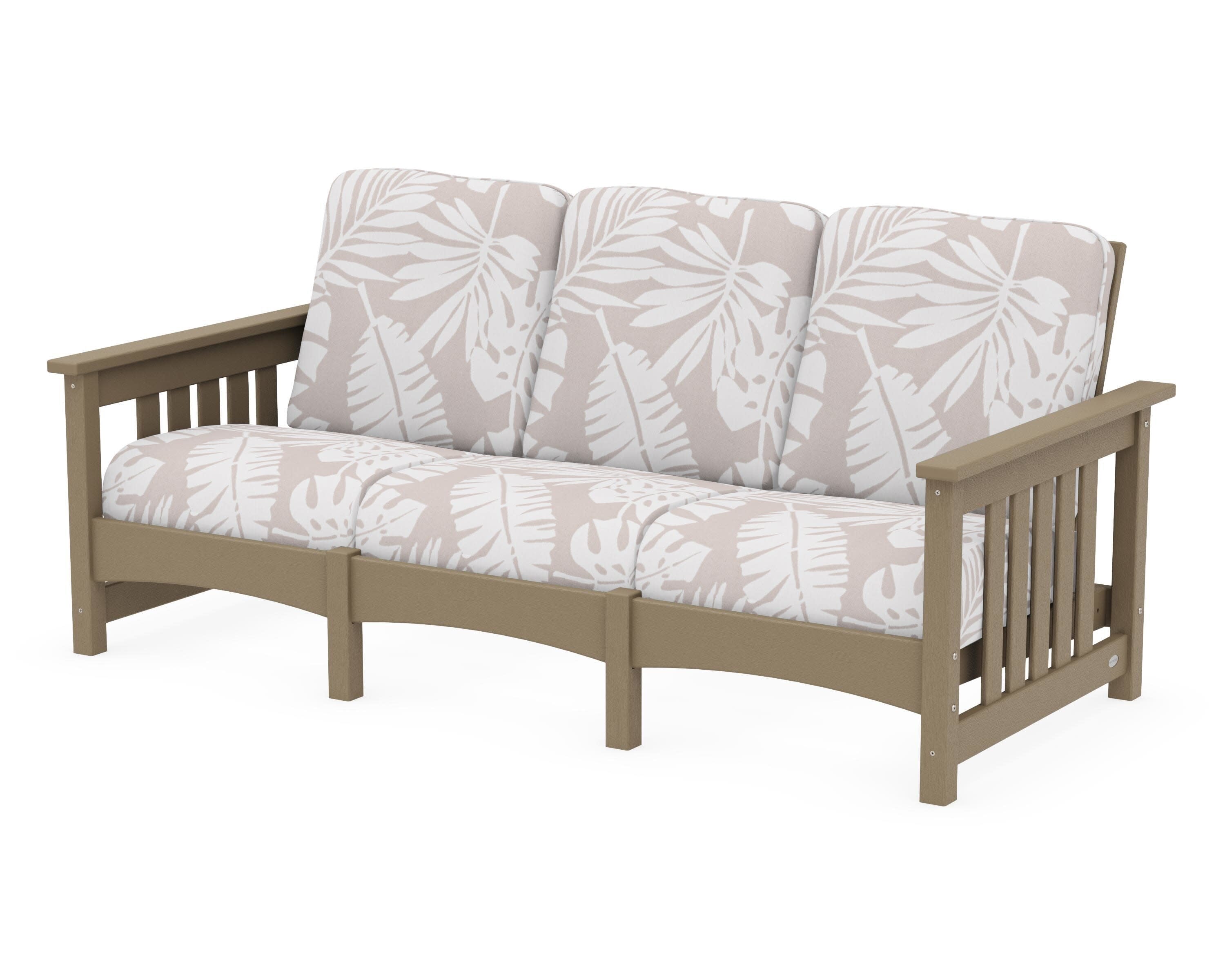 Club Mission Sofa in Vintage Sahara / Leaf Dune Burlap