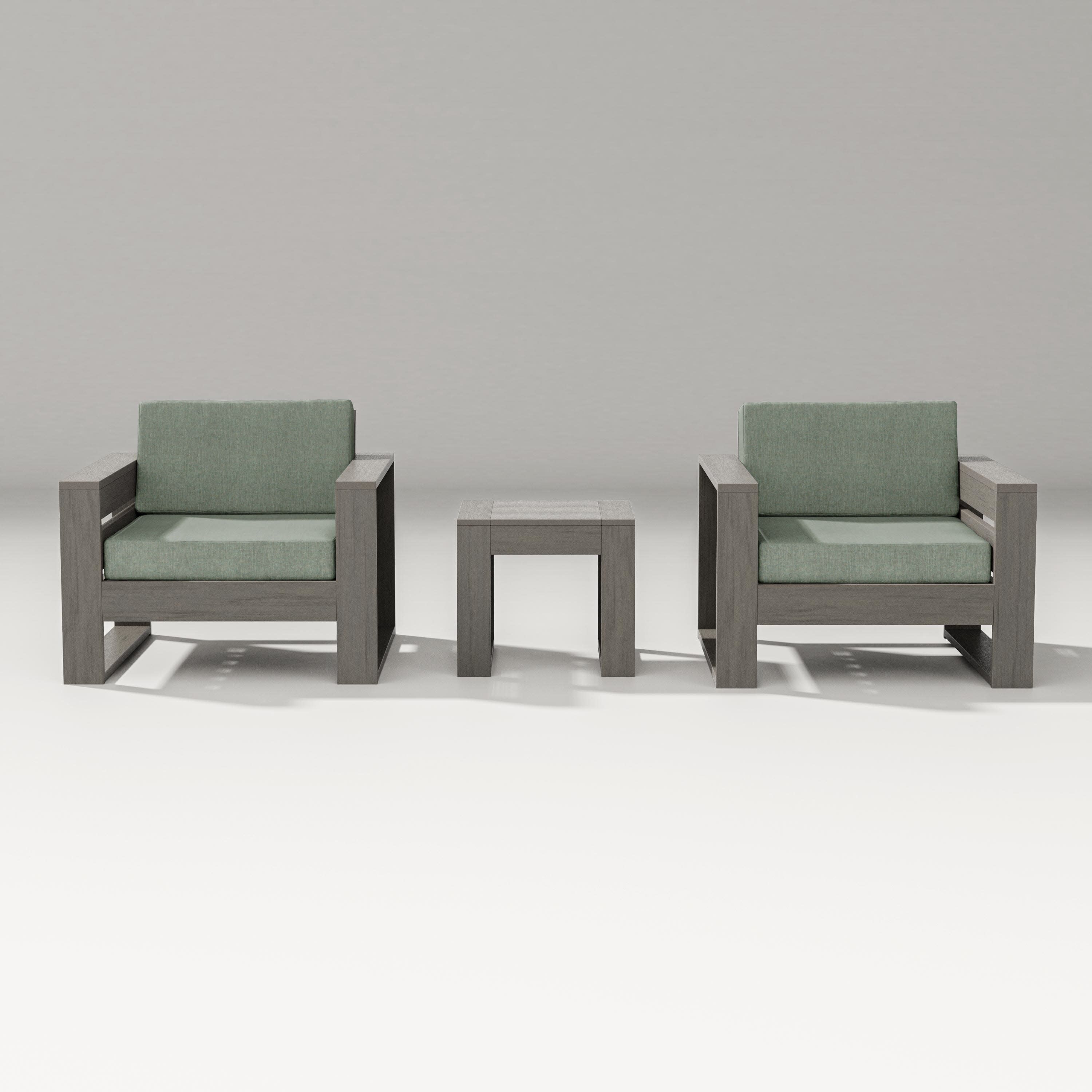 Latitude 3-Piece Lounge Chair Set in Driftwood / Cast Sage