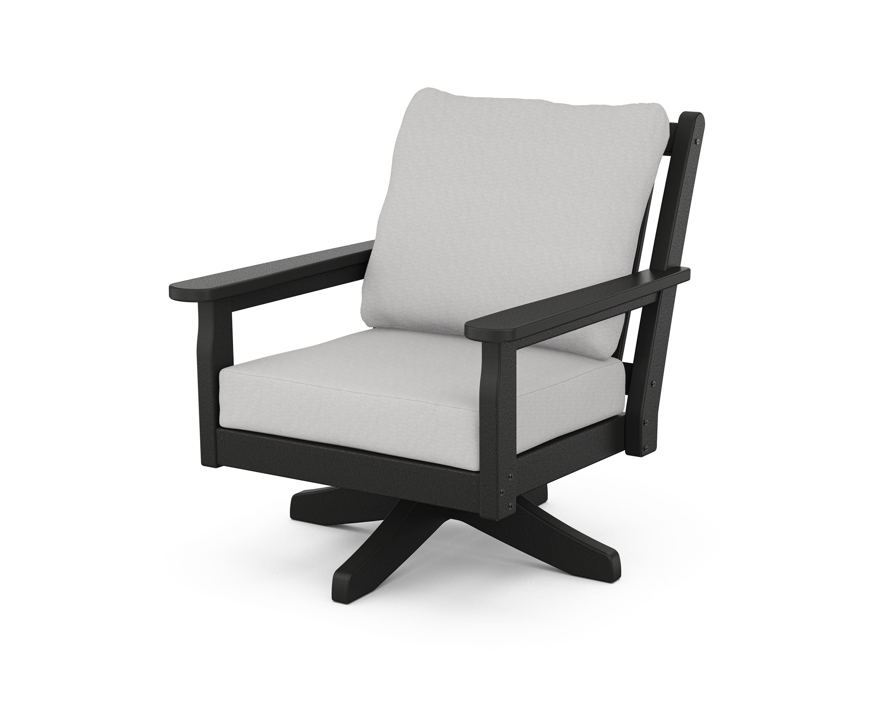 Chippendale Deep Seating Swivel Chair in Black / Diamond in the Rough