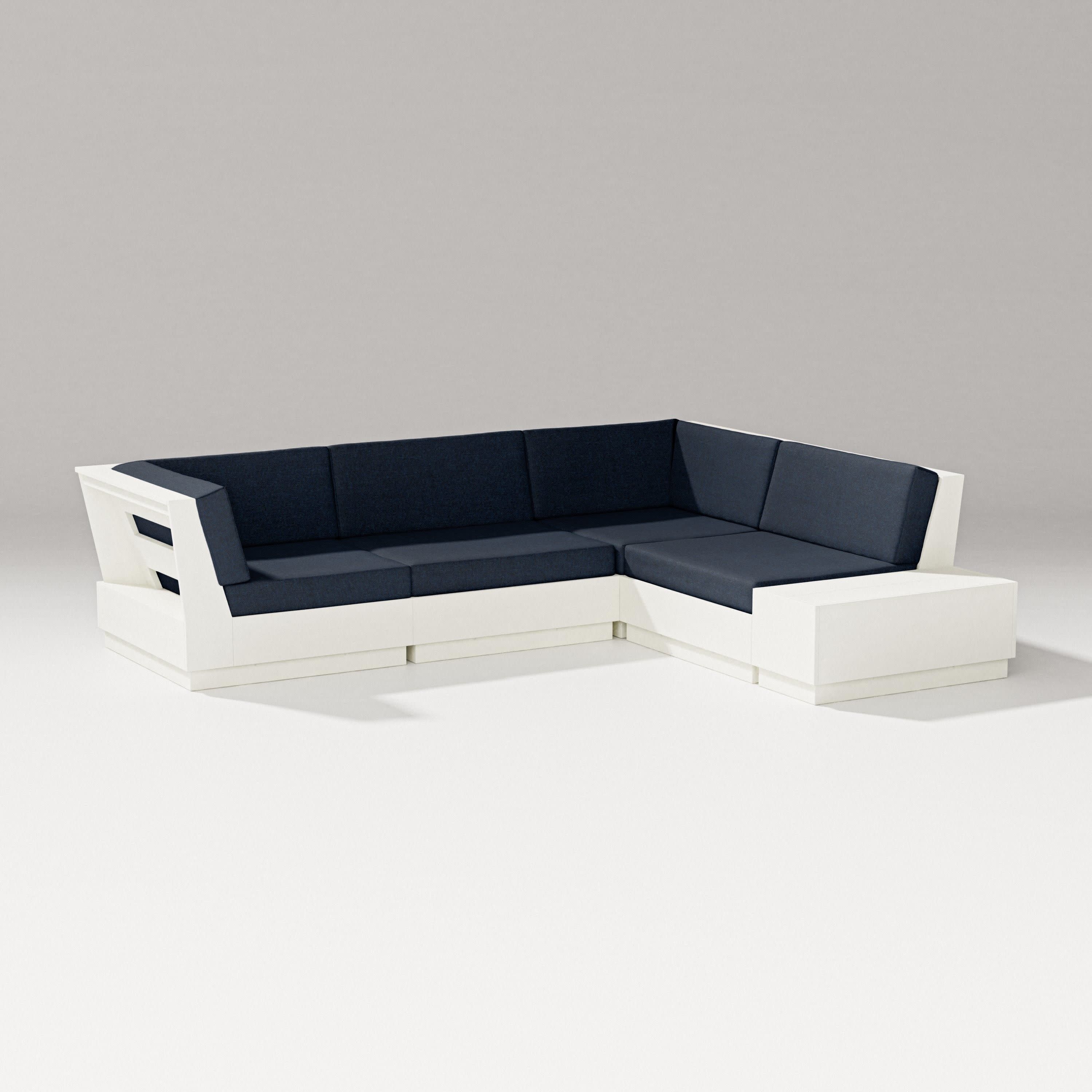 Elevate Corner Sectional in Vintage White / Marine Indigo