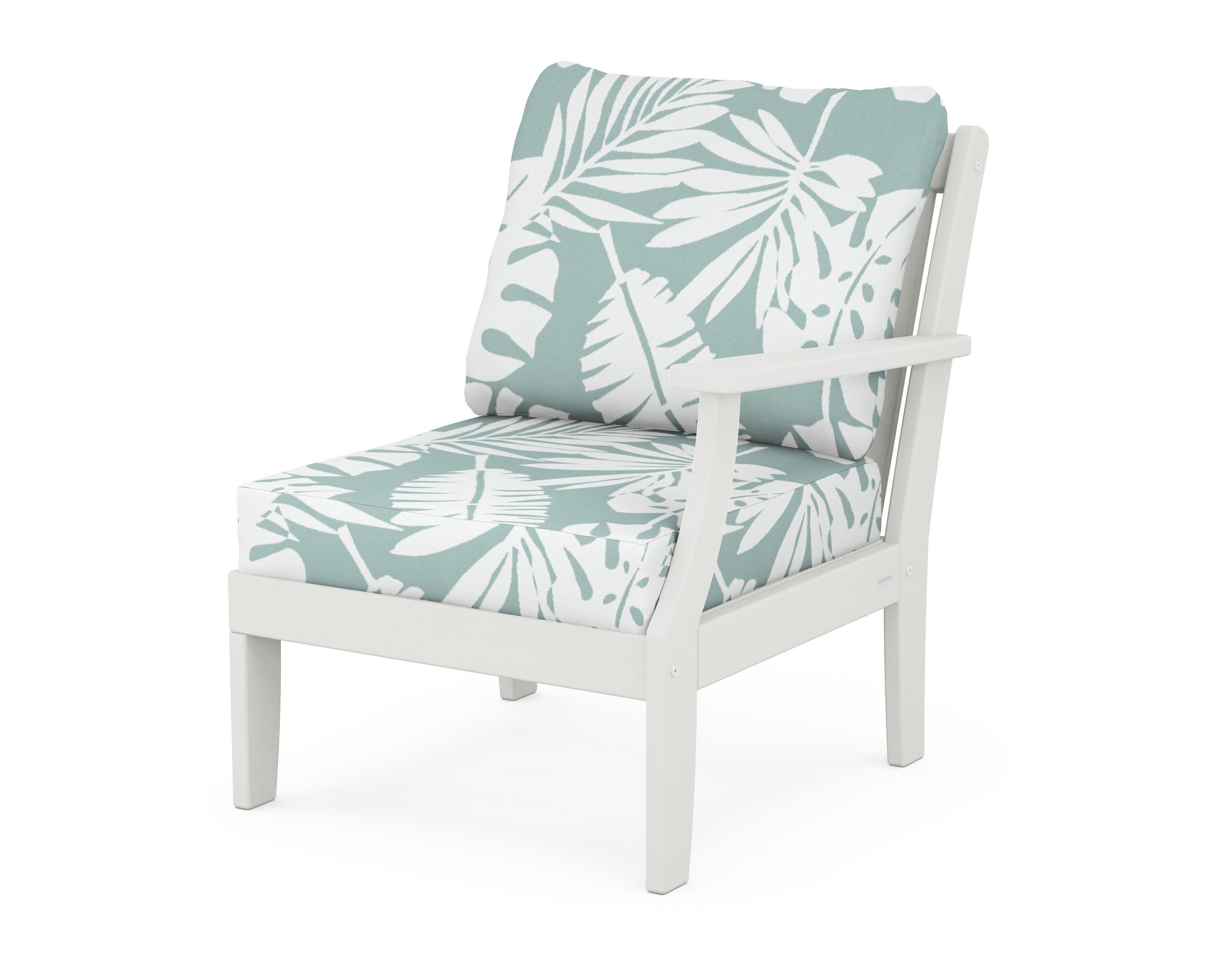 Braxton Modular Right Arm Chair in Vintage White / Leaf Glacier Spa