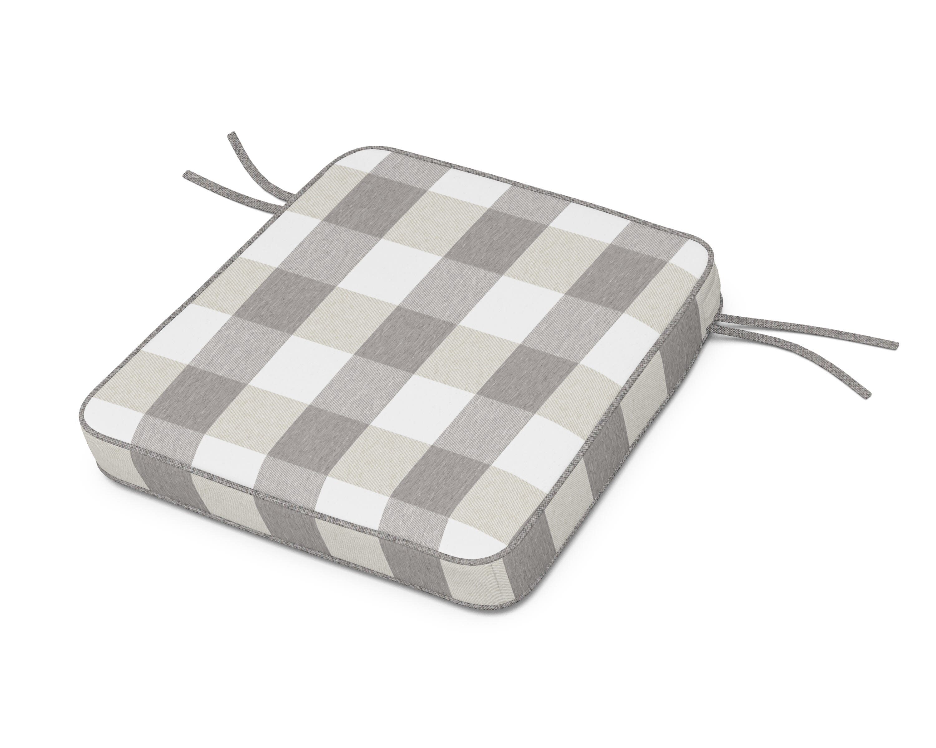 Acadia Dining Arm Seat Cushion in Buffalo Plaid Grey Mist
