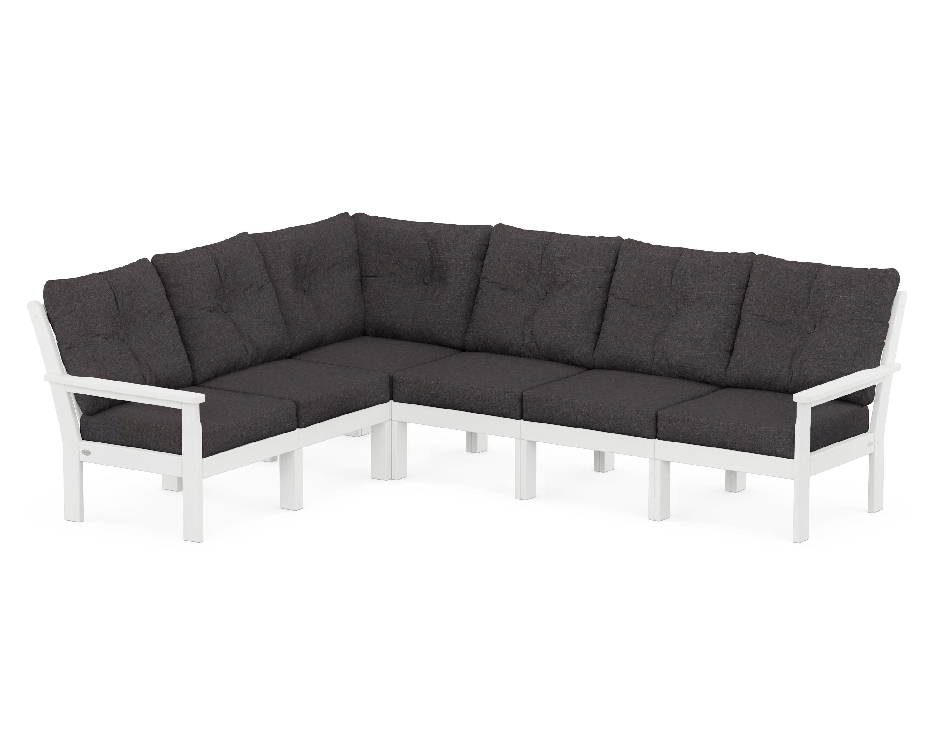 Vineyard 6-Piece Sectional in White / Ash Charcoal