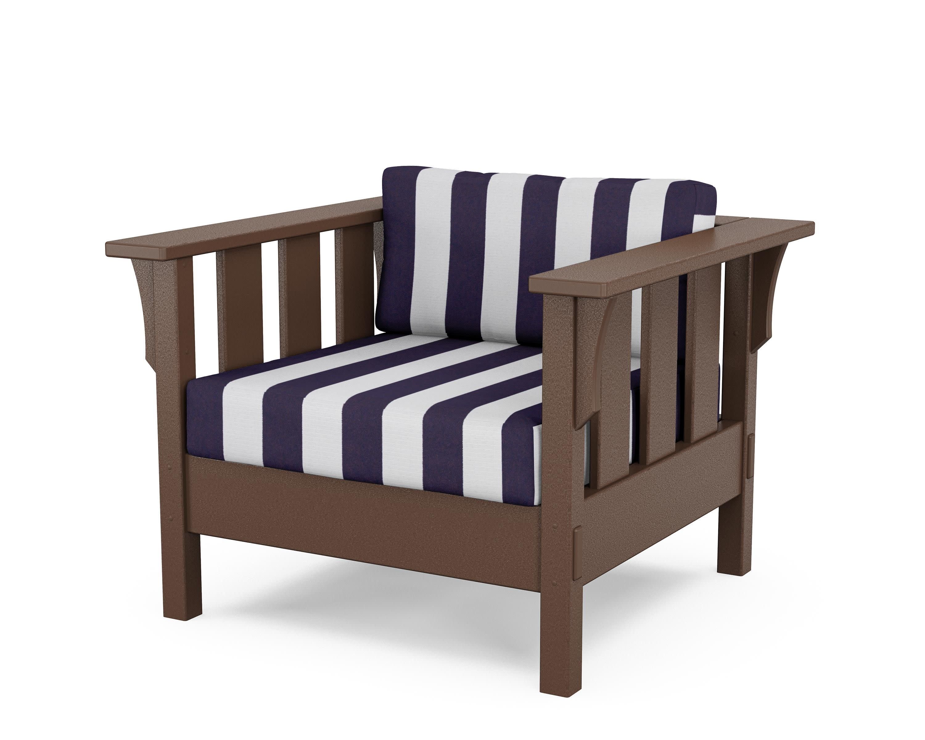 Acadia Deep Seating Chair in Mahogany / Cabana Stripe Navy