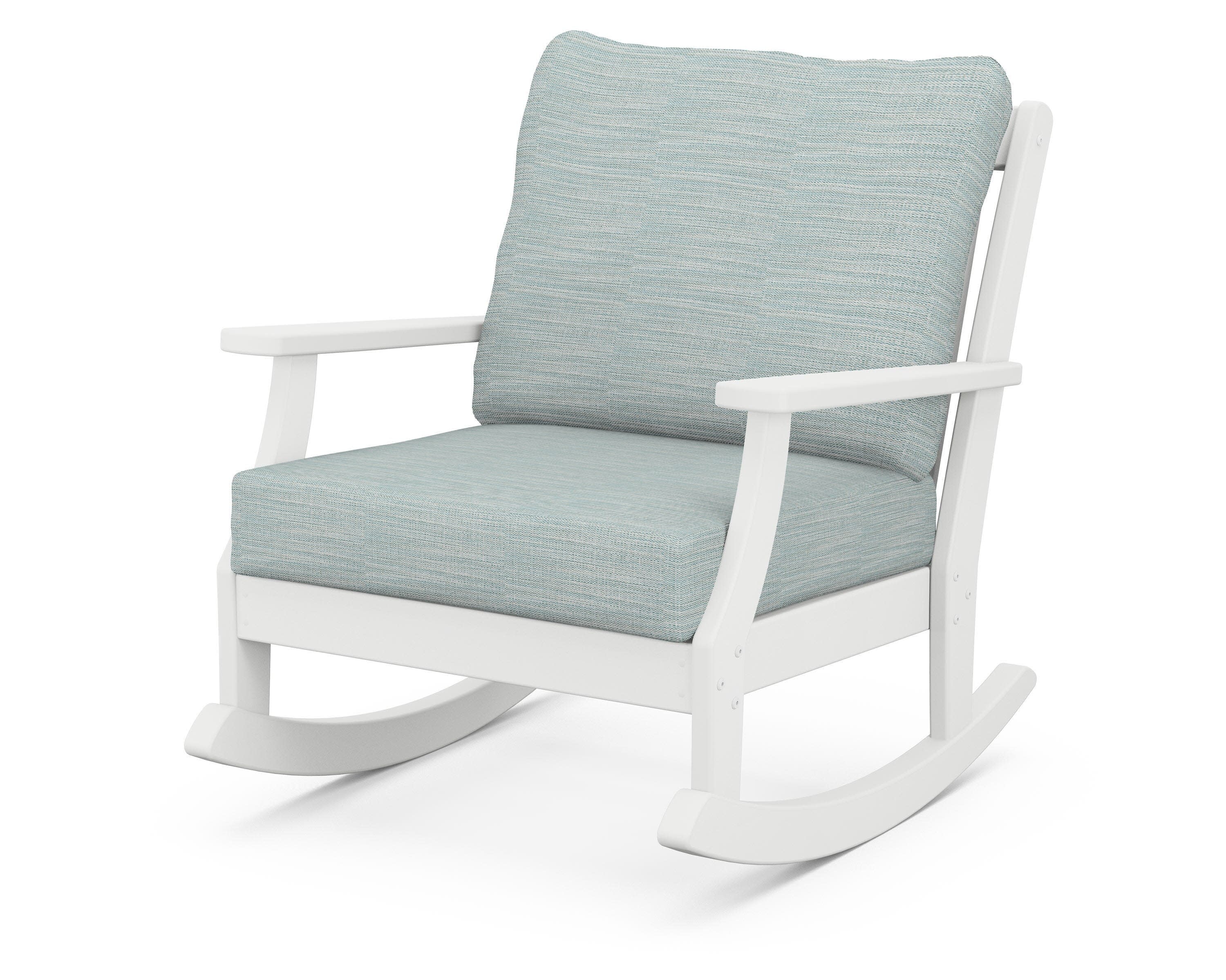 Braxton Deep Seating Rocking Chair in White / Soothe Mist