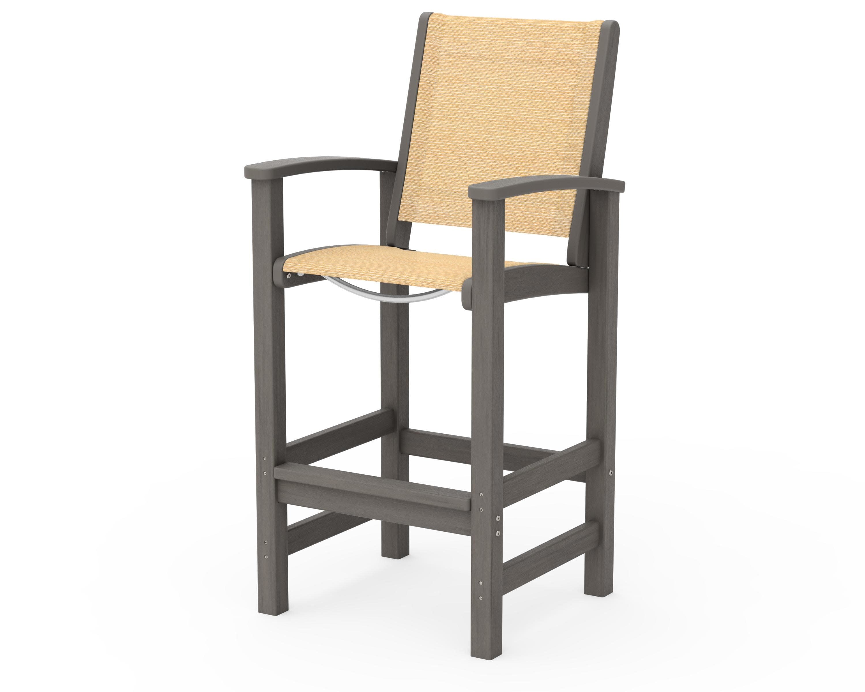 Coastal Bar Chair in Driftwood / Dupioni Apricot Sling