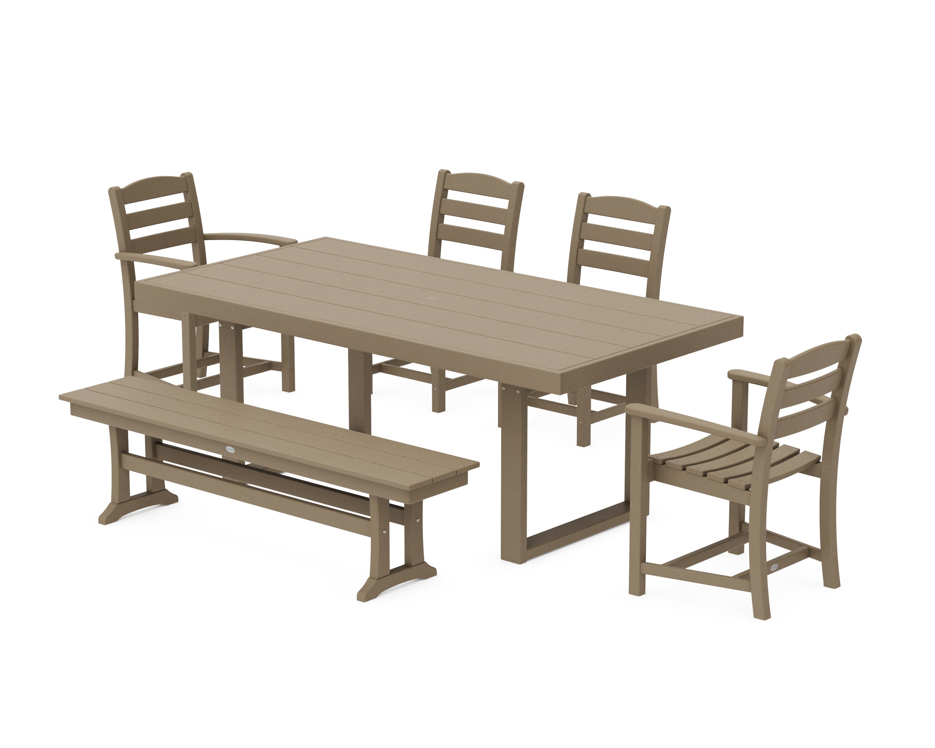 La Casa Caf 6-Piece Dining Set with Bench in Vintage Sahara