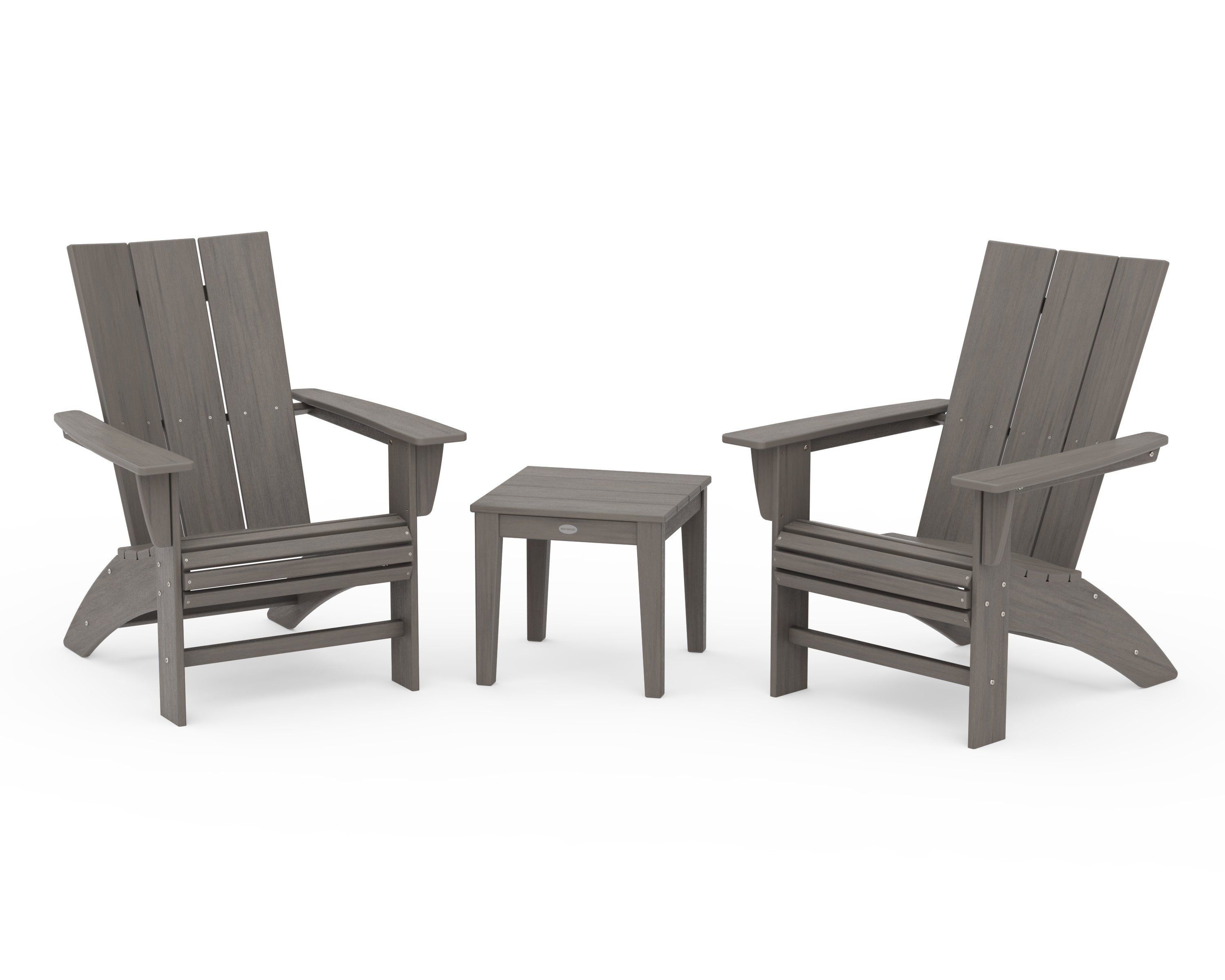 Modern 3-Piece Curveback Adirondack Set in Driftwood