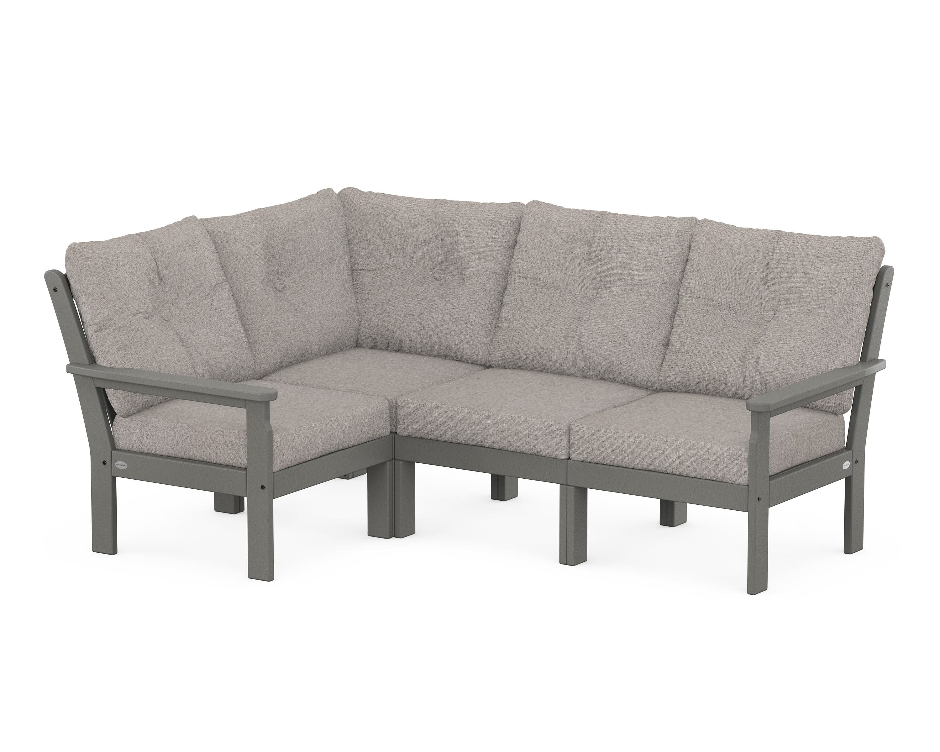 Vineyard 4-Piece Sectional in Slate Grey / Weathered Tweed