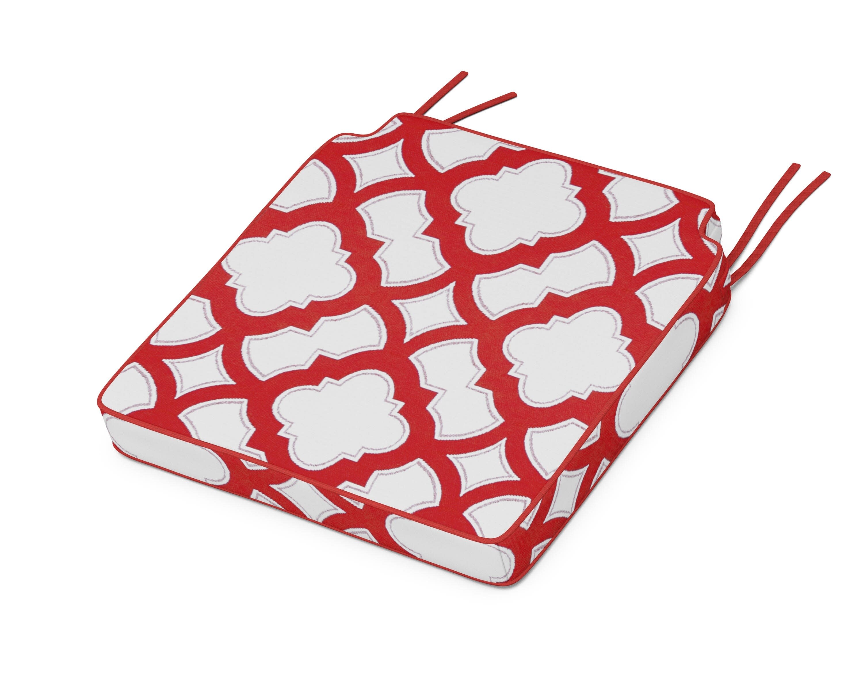 Acadia Dining Side Seat Cushion in Trellis Crimson