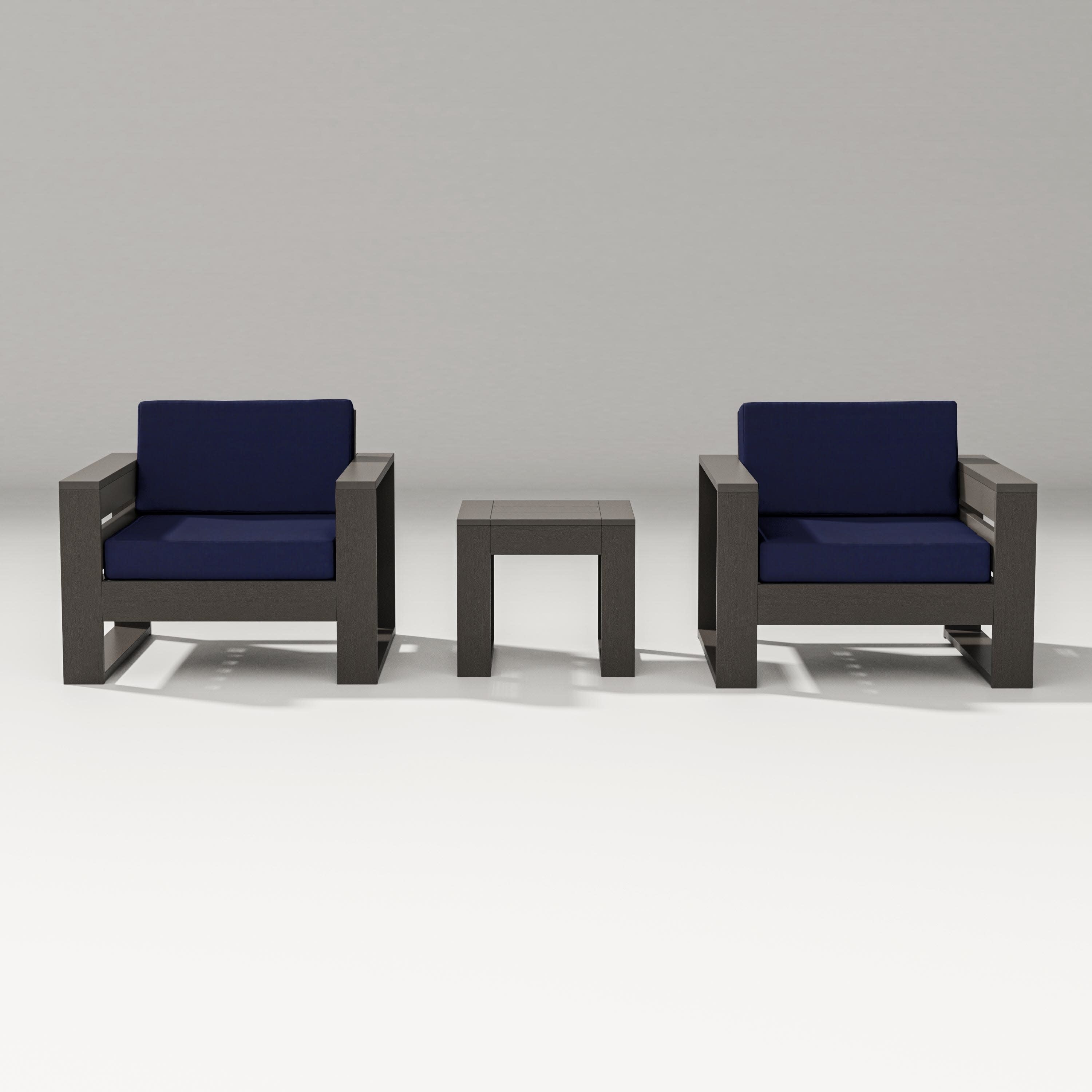 Latitude 3-Piece Lounge Chair Set in Vintage Coffee / Navy