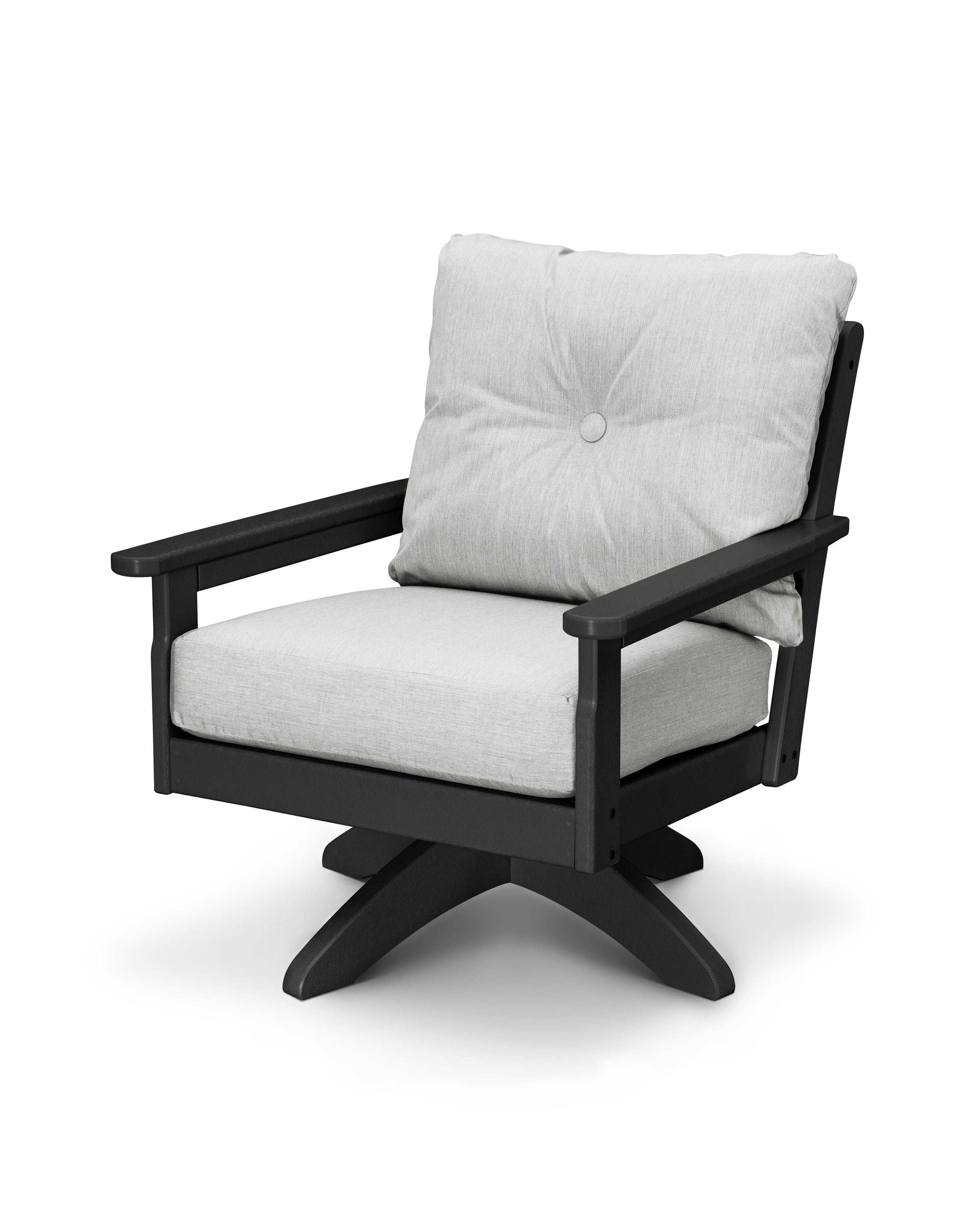 Vineyard Deep Seating Swivel Chair in Black / Granite