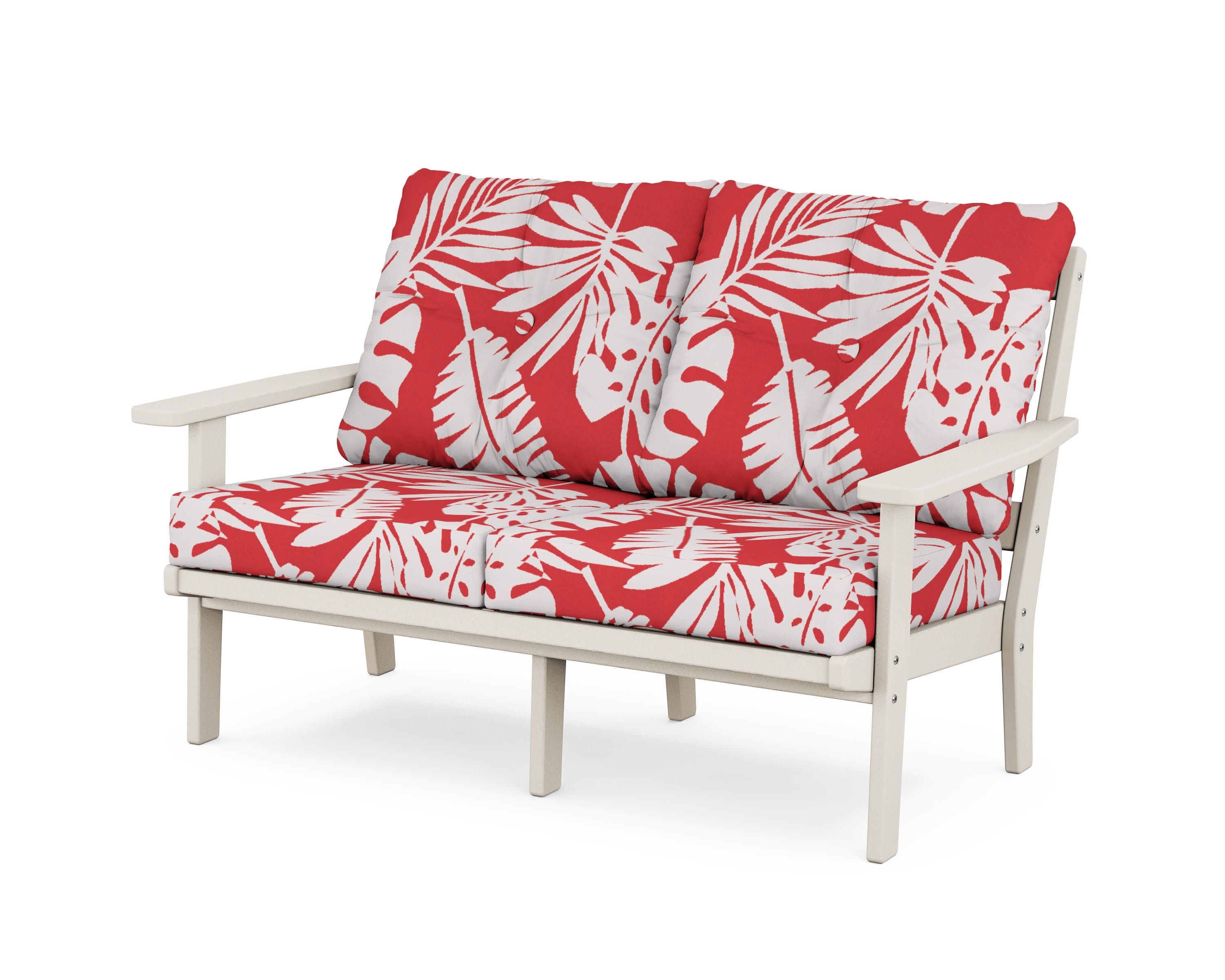 Oxford Deep SeatingLoveseat in Sand / Leaf Crimson