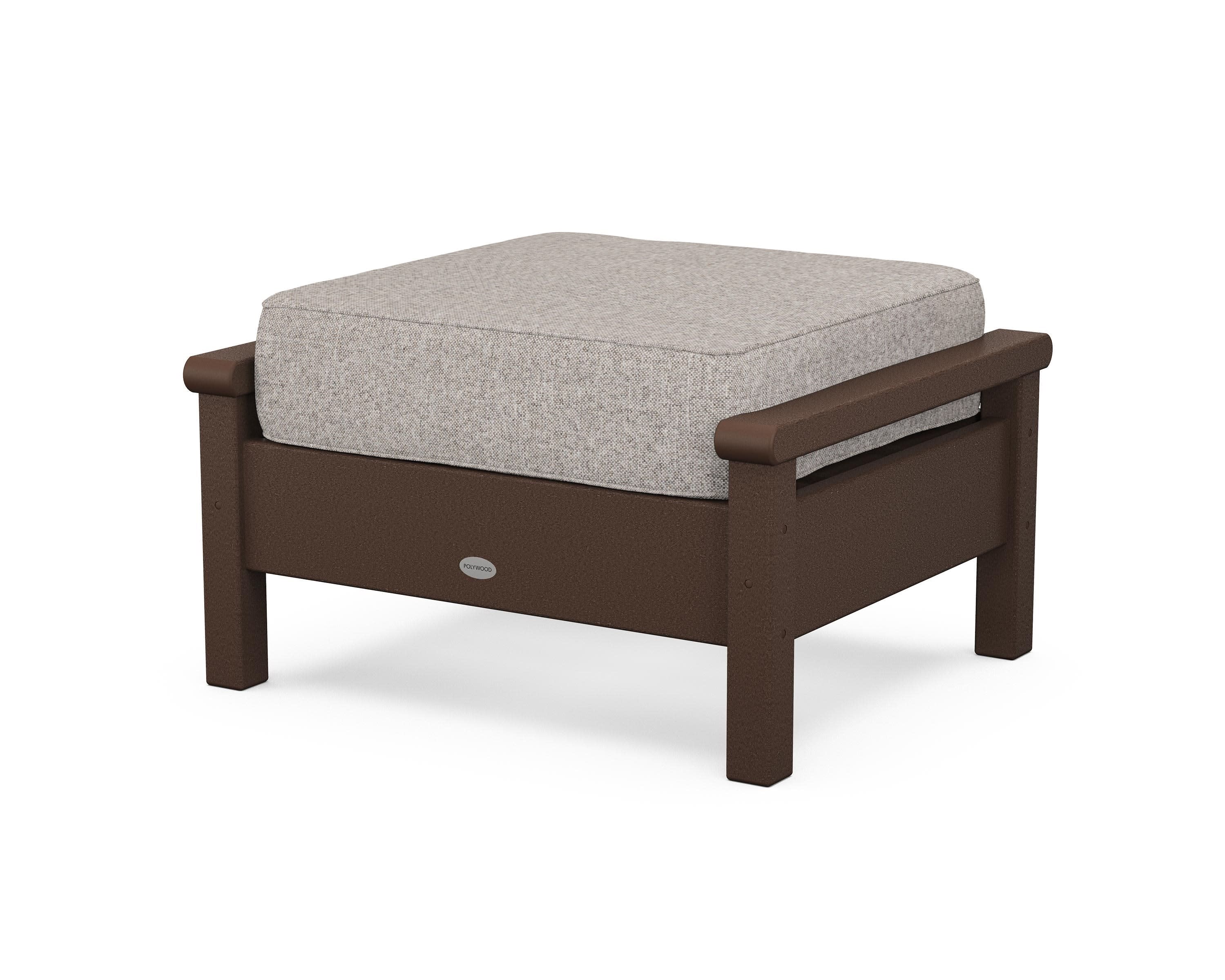 Harbour Deep Seating Ottoman in Mahogany / Weathered Tweed