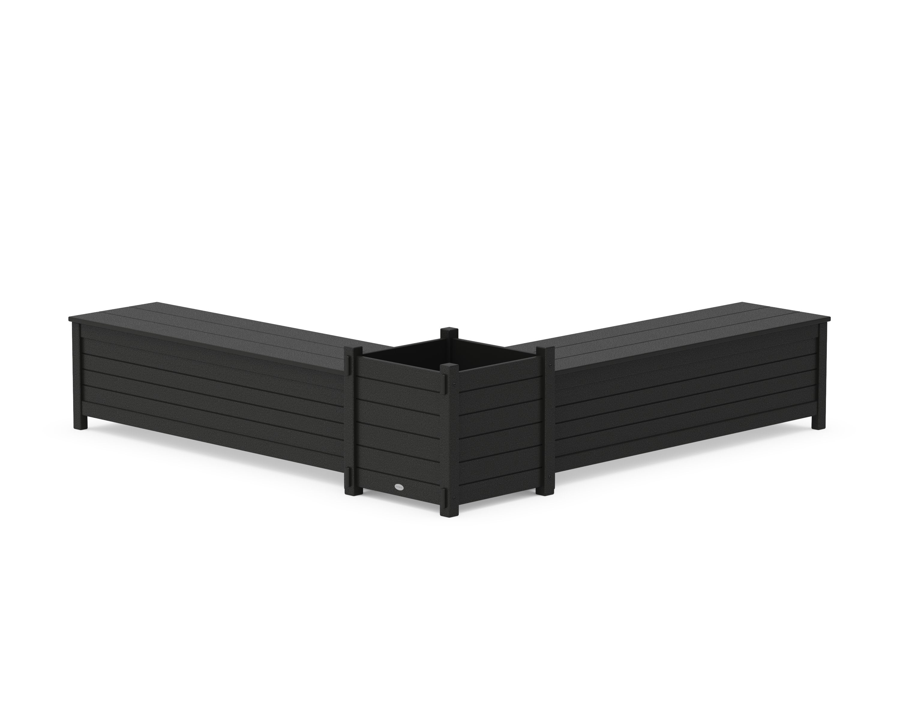 60" Nautical L- Shaped Planter Storage Bench Set- Large in Black