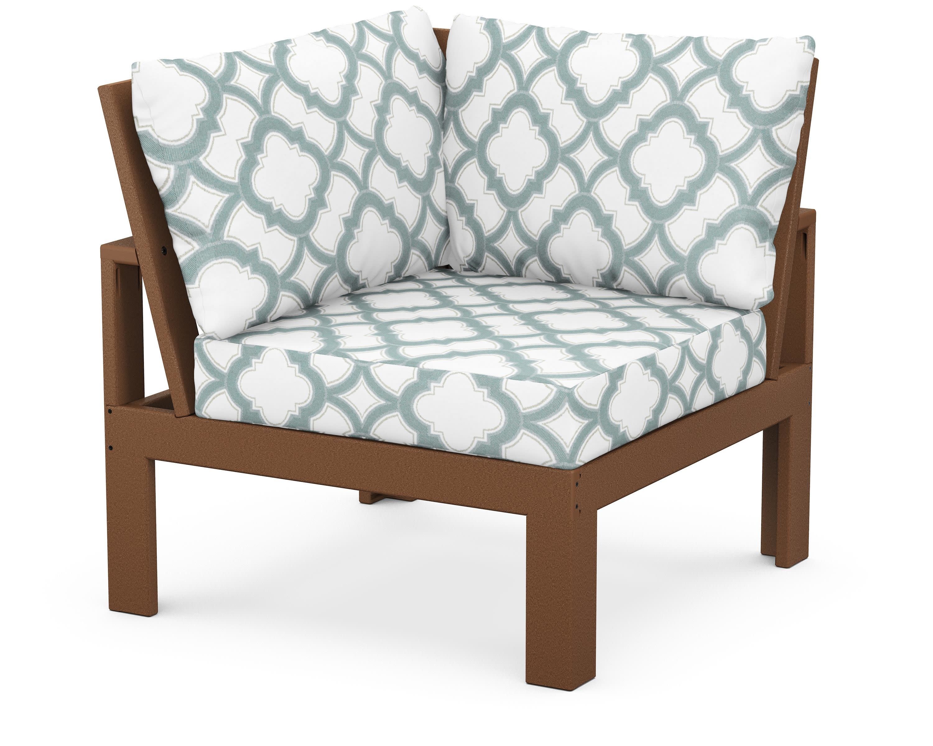 Modular Corner Chair in Teak / Trellis Glacier Spa