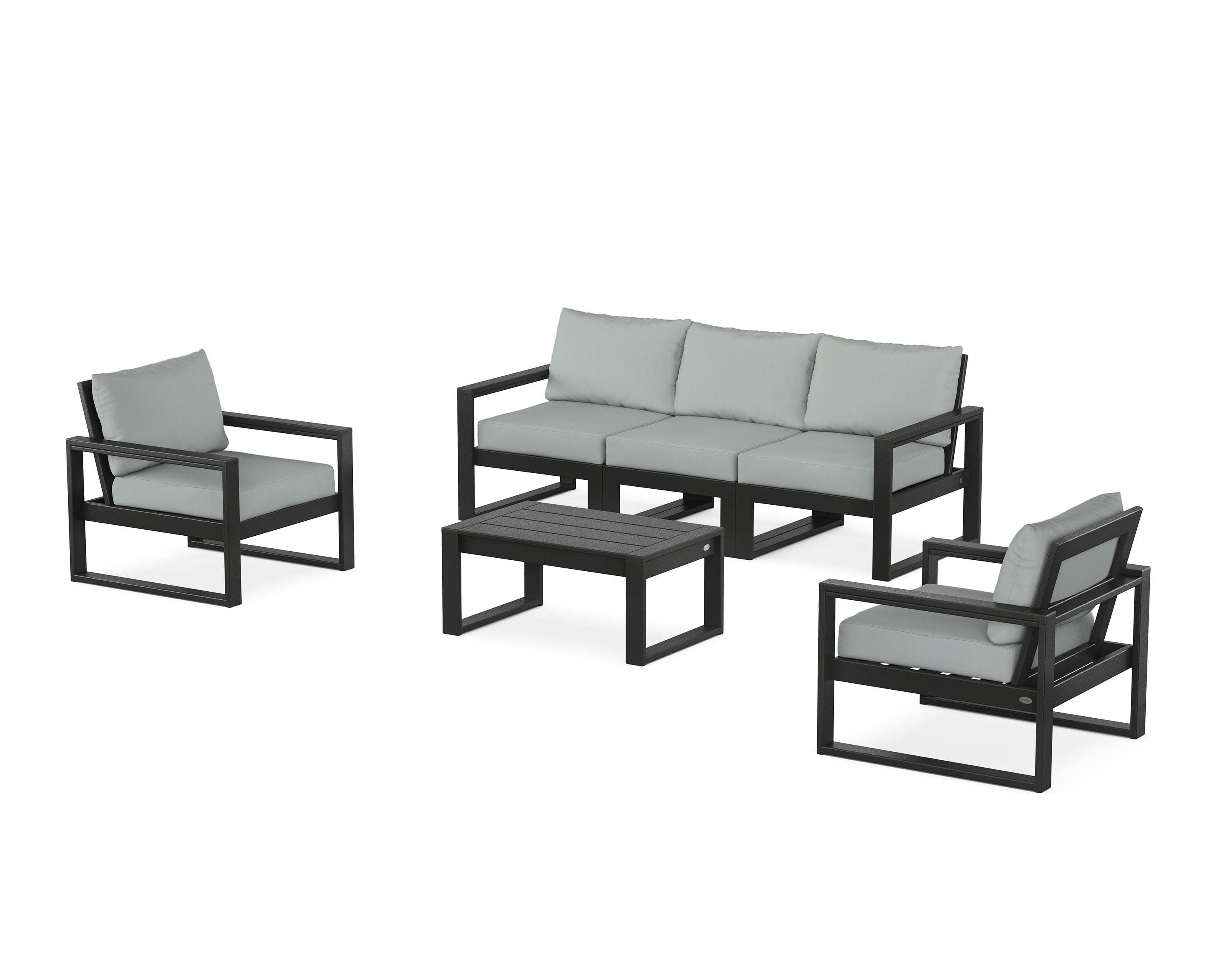 EDGE Sectional 4-Piece Deep Seating Set with Sofa in Black / Spa