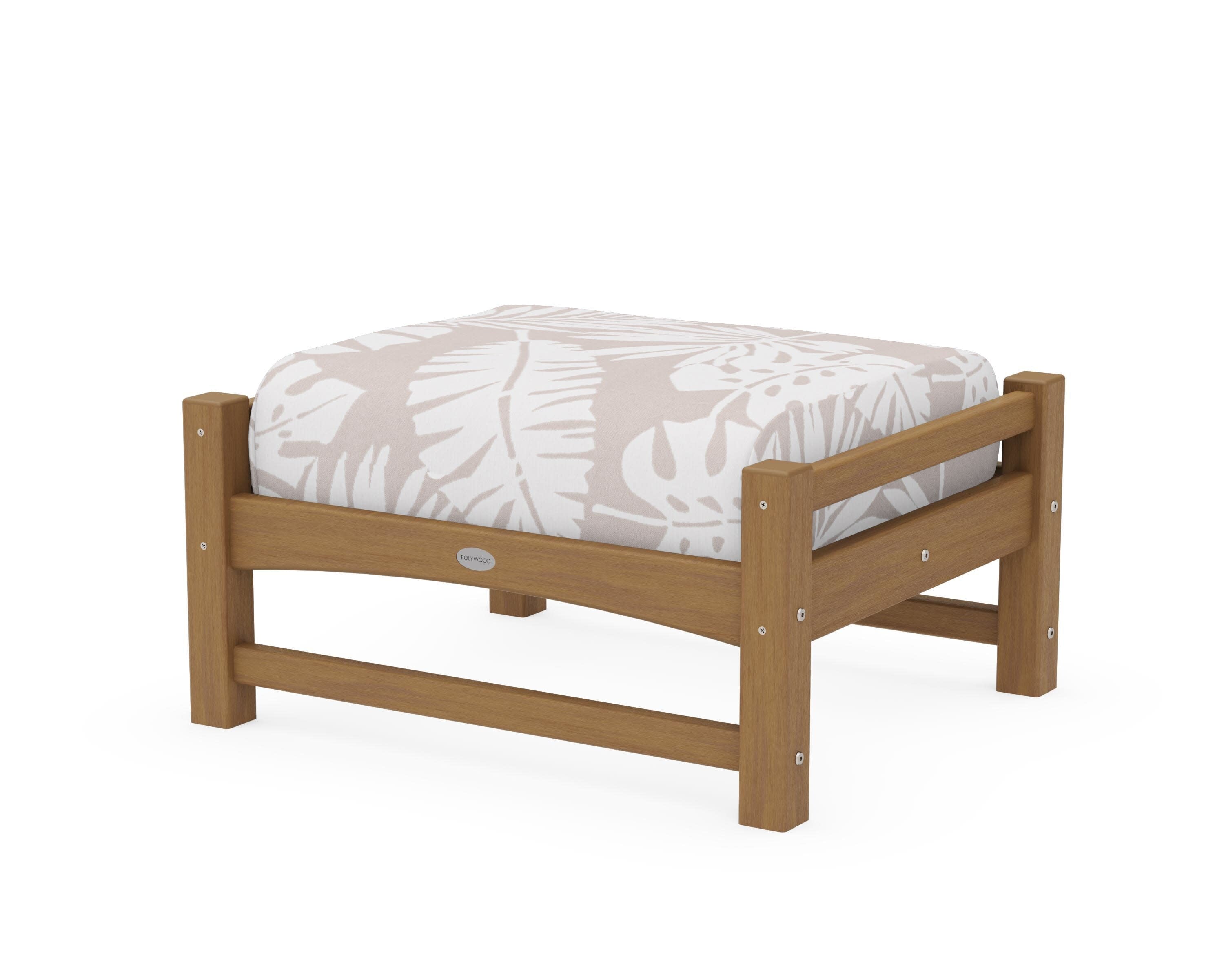 Club Ottoman in Natural / Leaf Dune Burlap