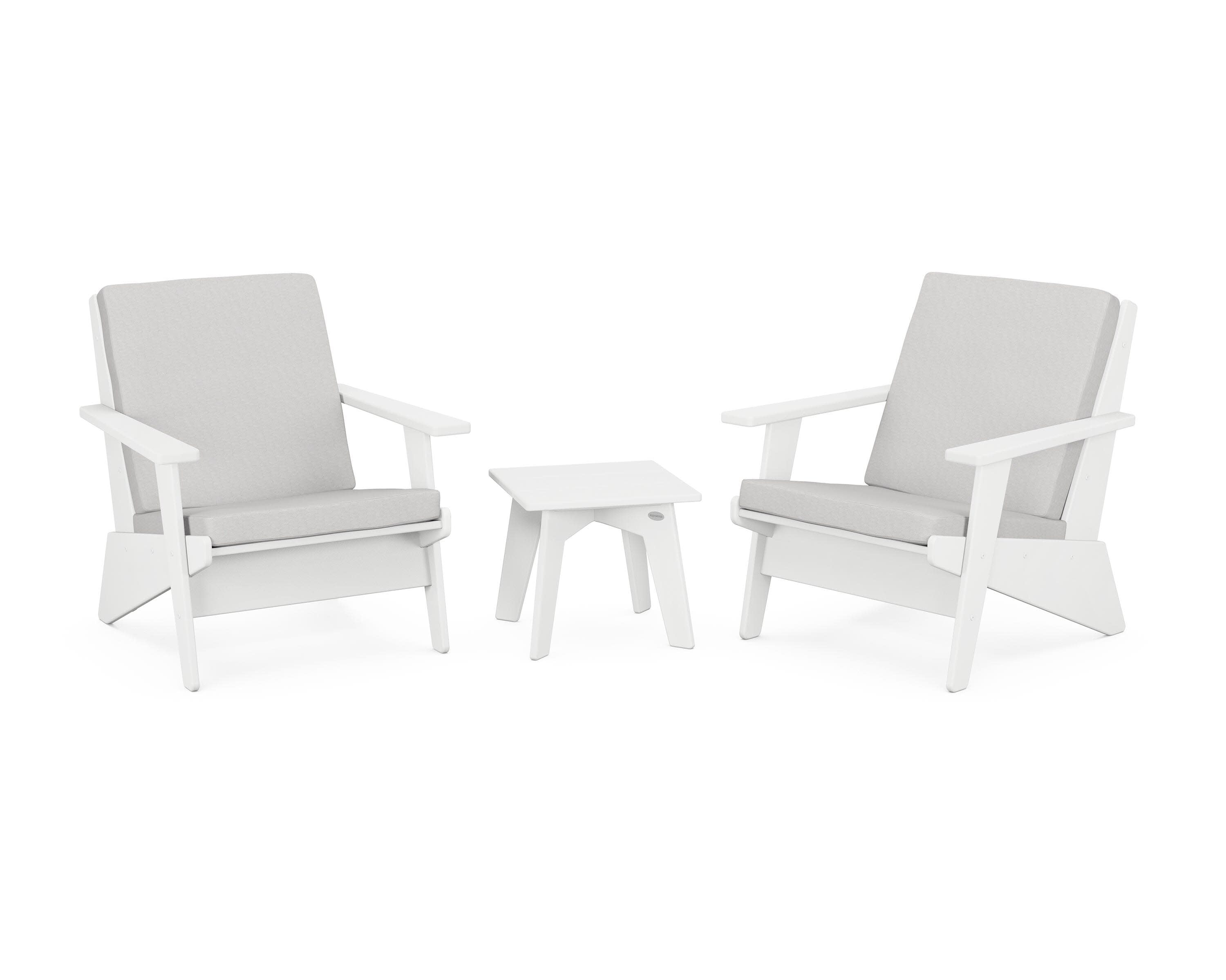 Riviera Modern Lounge 3-Piece Set in White / Diamond in the Rough